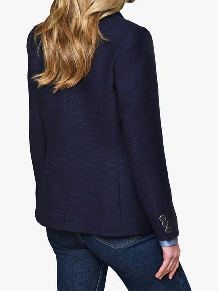 Pure Collection Textured Double Breasted Blazer - view 2, Navy