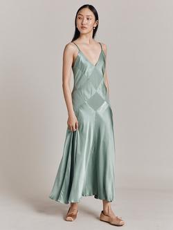 Ghost Nina Satin Maxi Dress, Sage