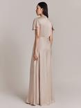 Ghost Delphine Bias Cut Satin Maxi Dress, Beige