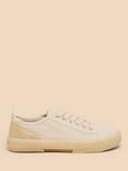 White Stuff Pippa Canvas Lace Up Trainers, Light Natural