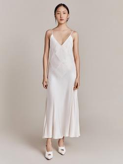 Ghost Nina Satin Maxi Dress, Ivory