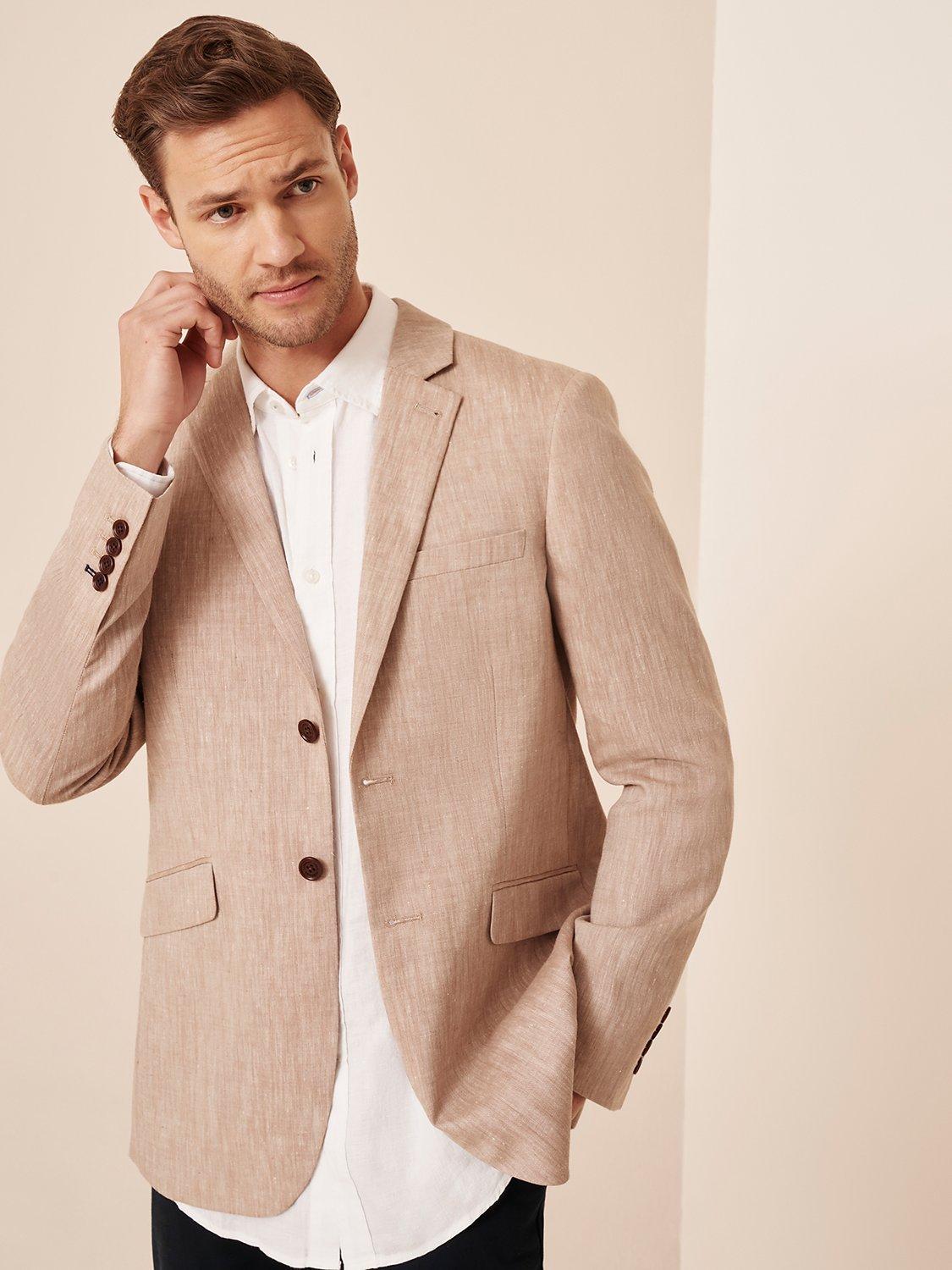 Crew Clothing Linen Blend Blazer, Beige