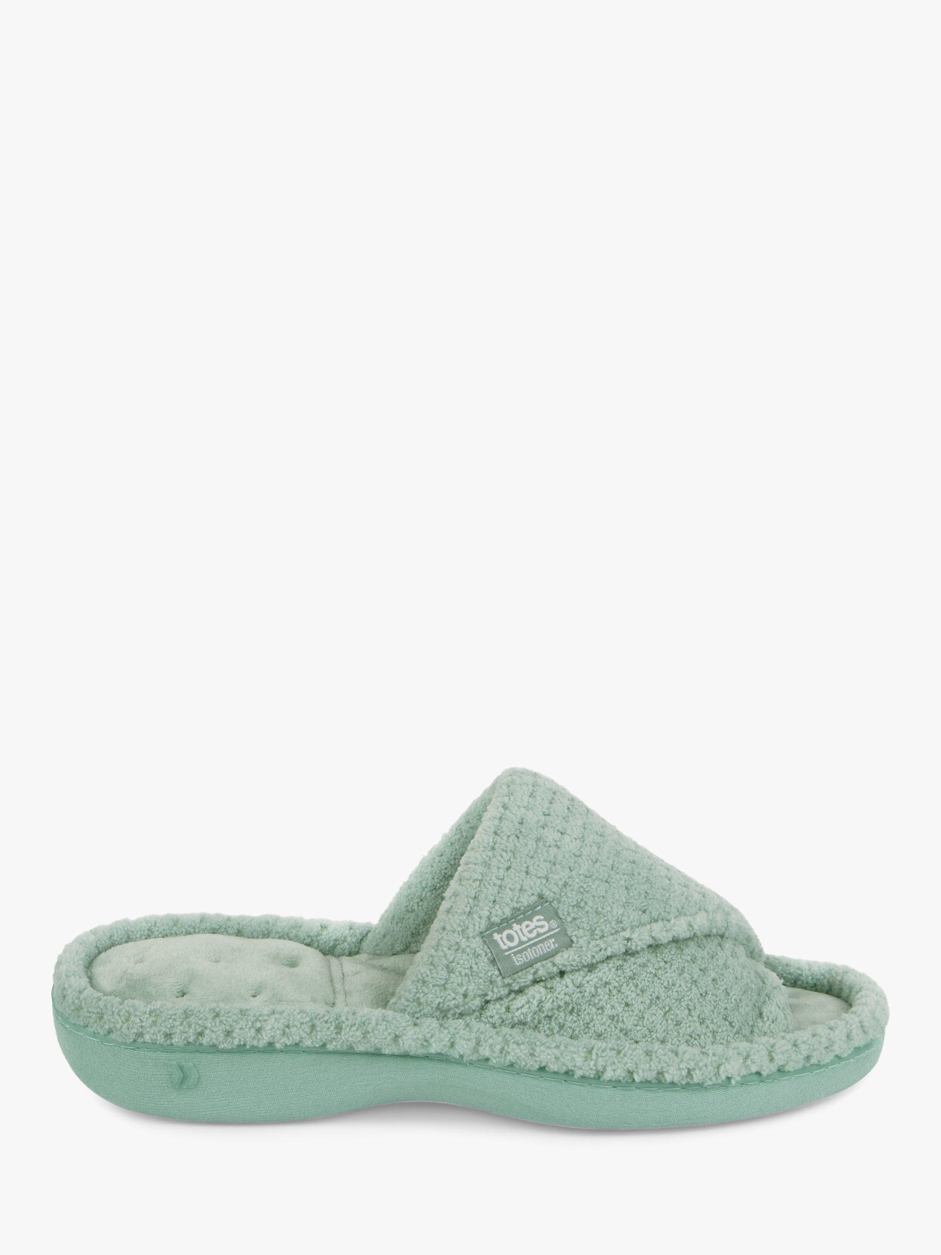 Product image 1 of 6, which shows totes Textured Popcorn Turnover Mule Slippers, Mint, 4