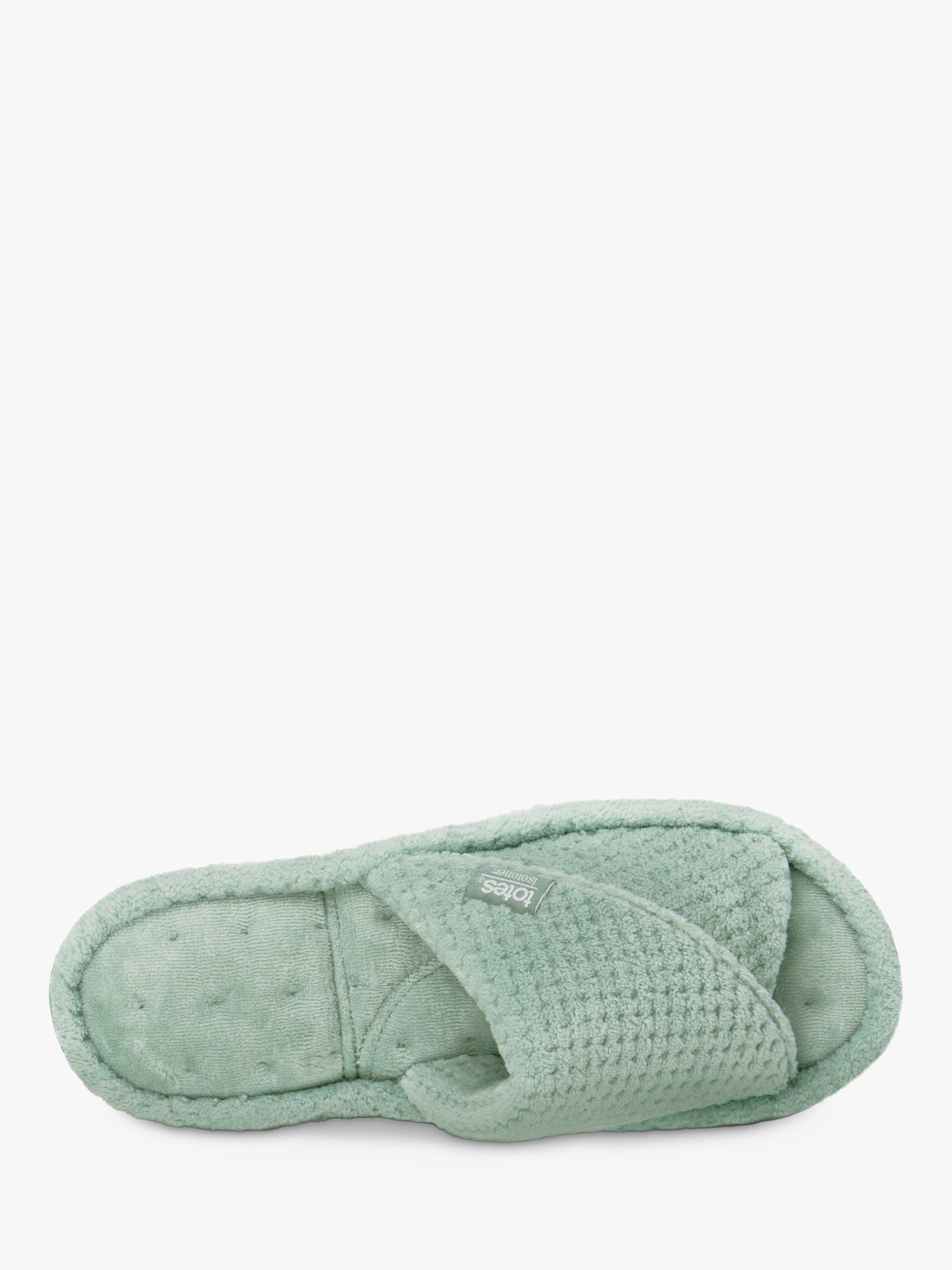 Product image 3 of 6, which shows totes Textured Popcorn Turnover Mule Slippers, Mint, 4