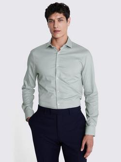 Moss Slim Fit Sky Dobby Cotton Blend Stretch Shirt, Green