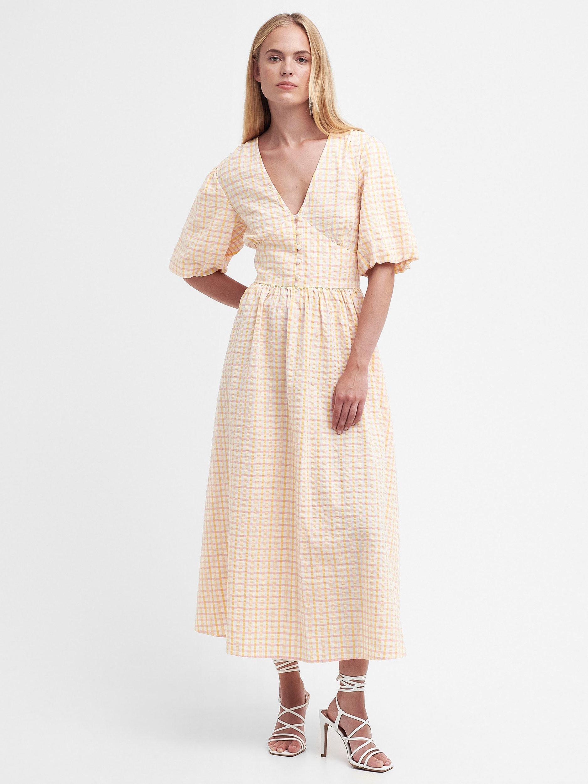 Barbour Belmont Cotton Midi Dress, Mallow Pink Check