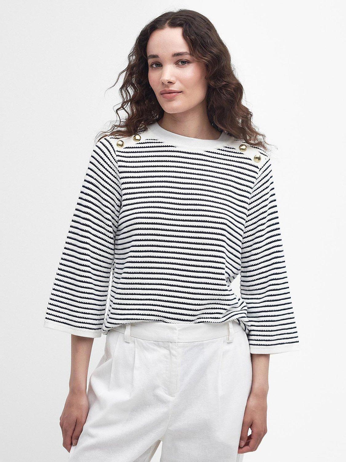 Barbour Macy Marine Knitted Jumper, Antique White/Black