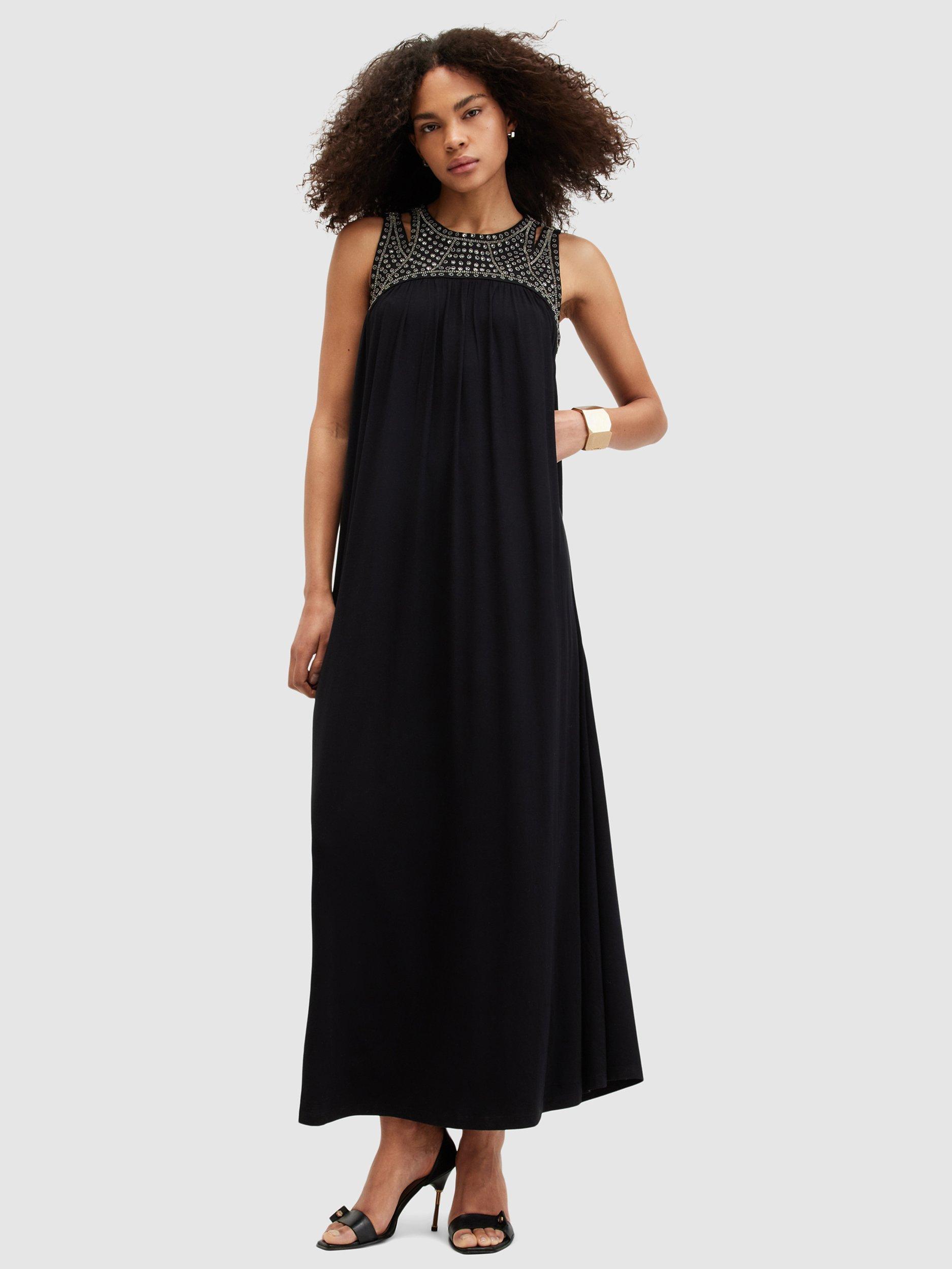 AllSaints Arizona Embroidered Maxi Dress, Black