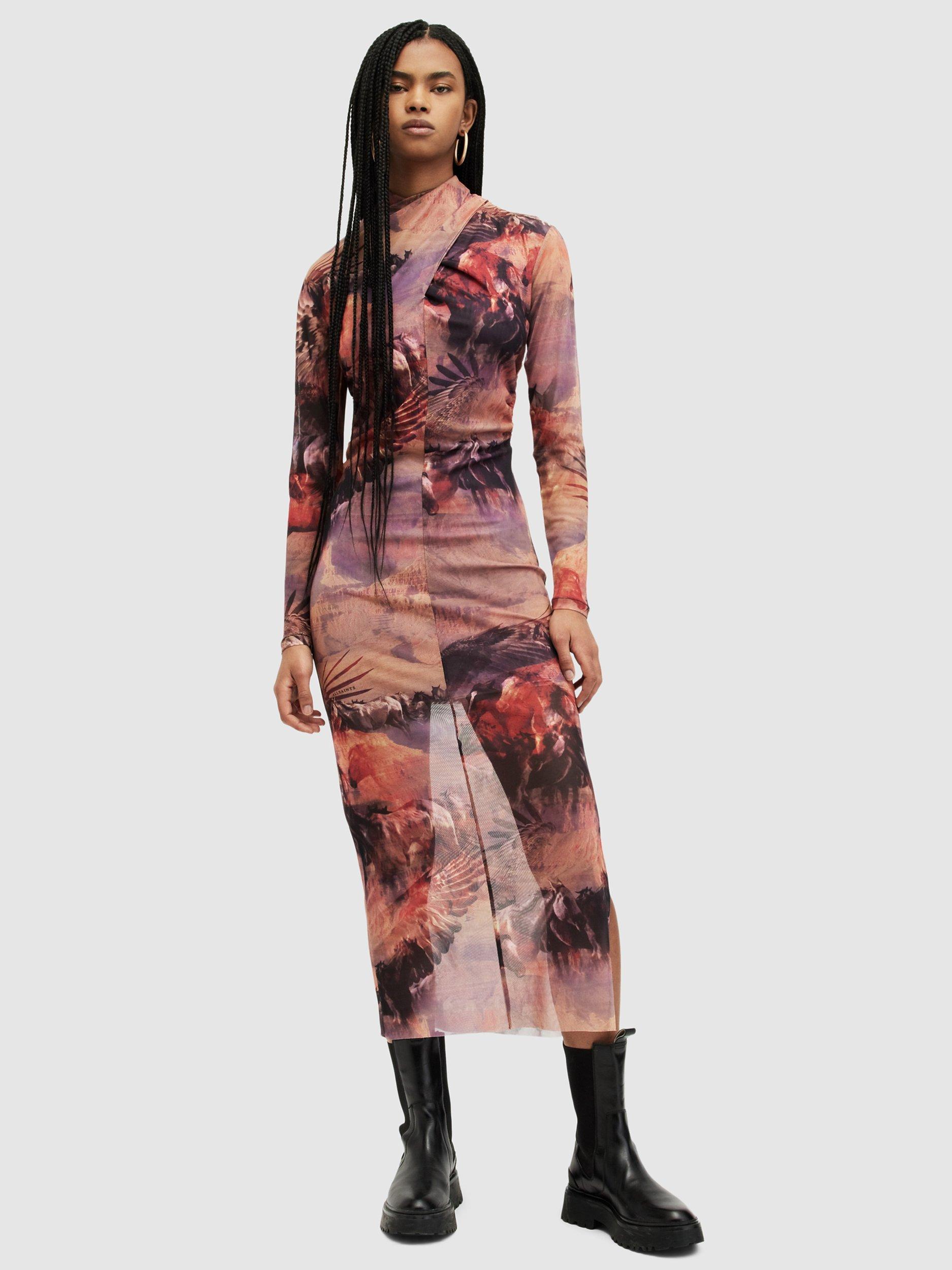 AllSaints Tia Colca Midi Dress, Canyon Purple