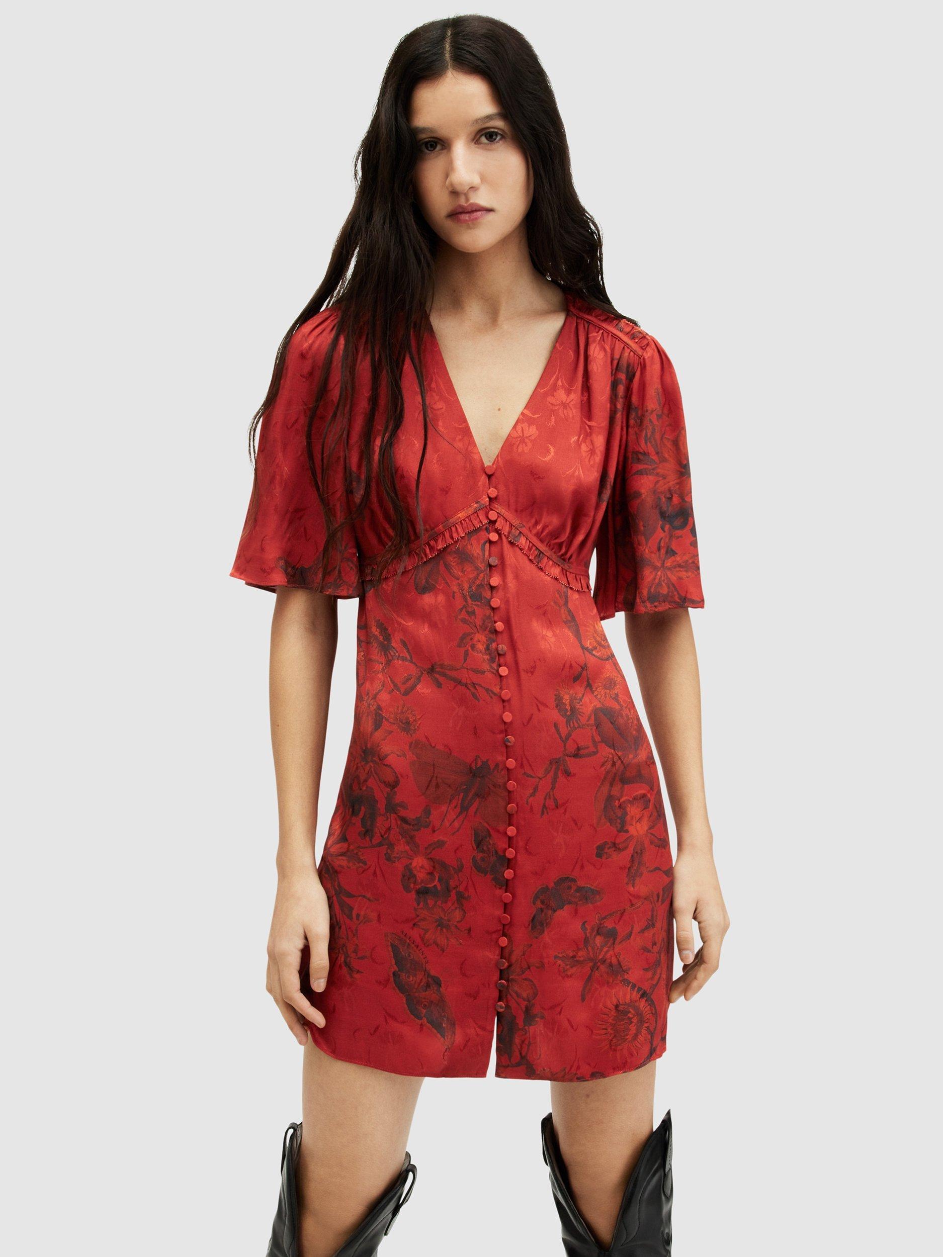 AllSaints Tian Sanibel Mini Dress, Rust Red