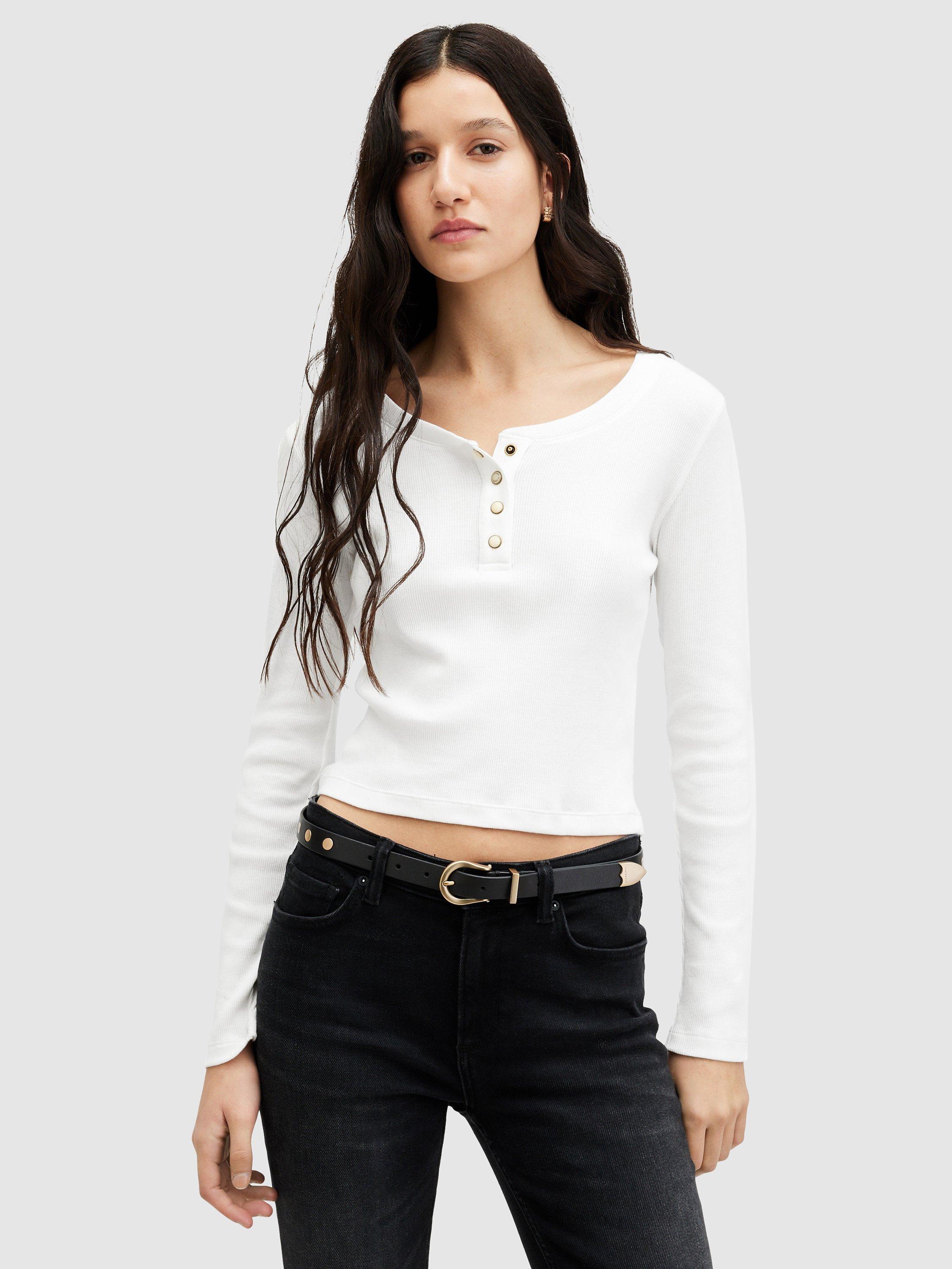 AllSaints Benny Long Sleeve T-Shirt, Chalk White
