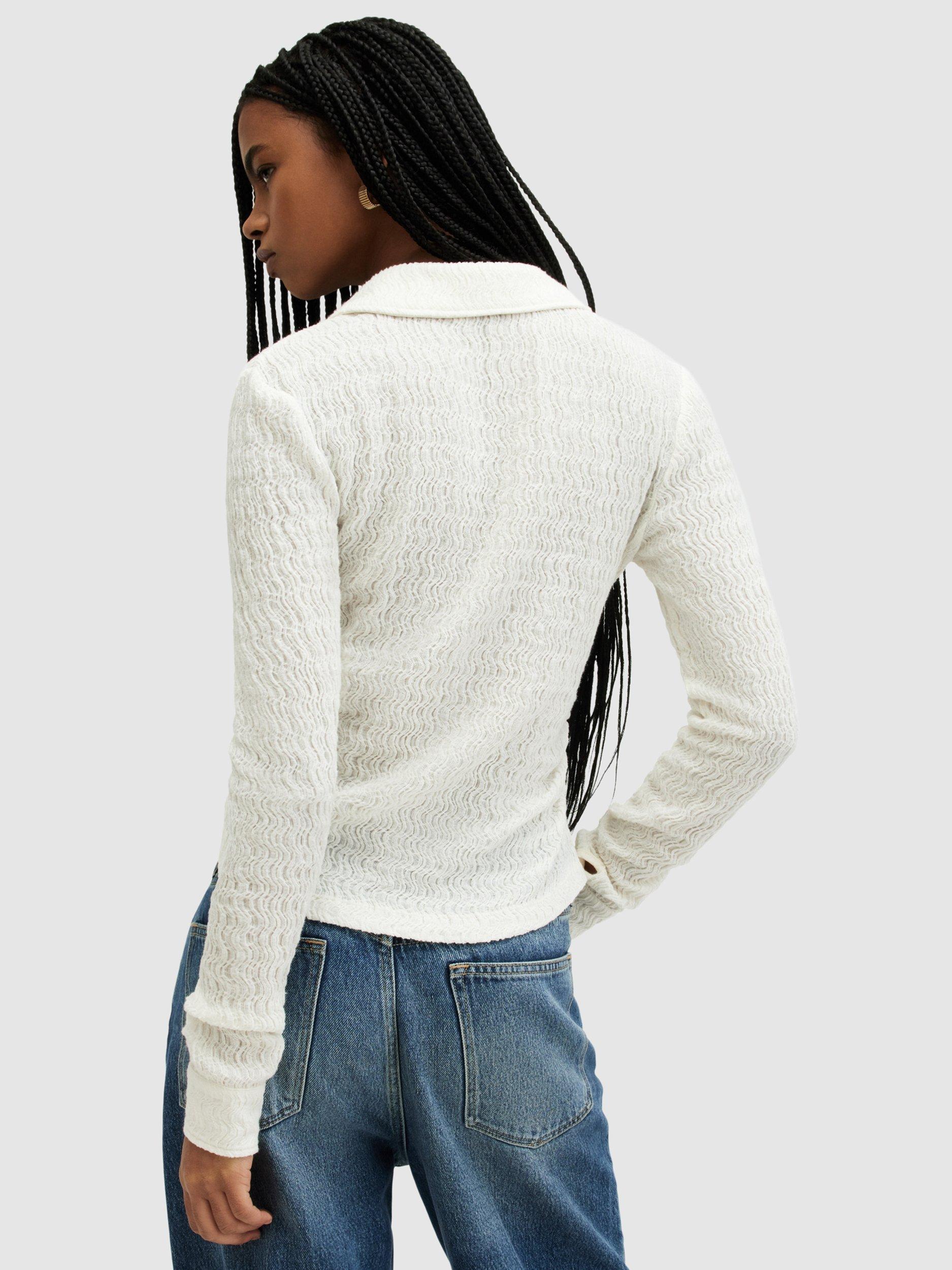 Product image 2 of 4, which shows AllSaints Connie Cotton Blend Shirt, Chalk White, 16