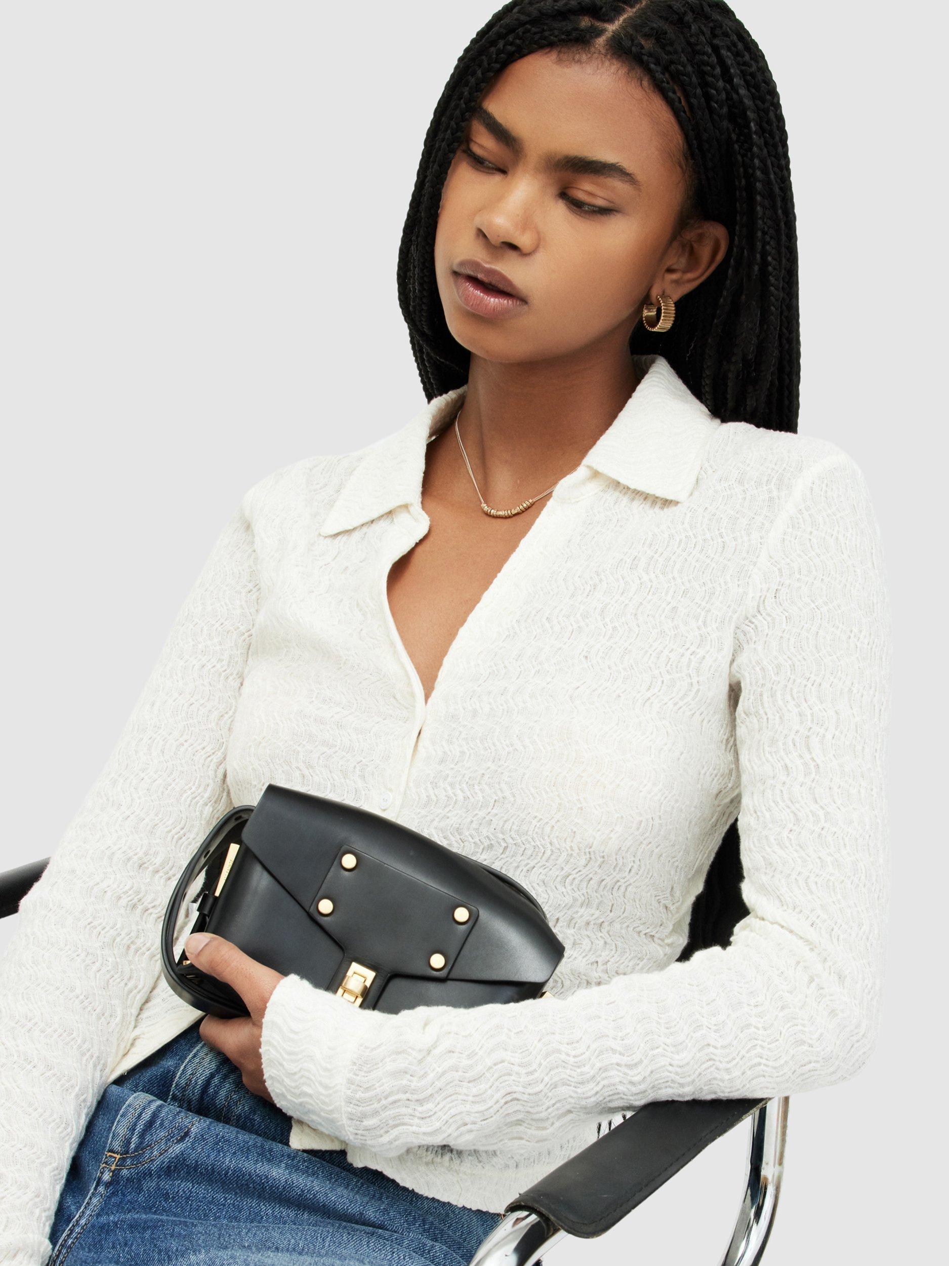 Product image 4 of 4, which shows AllSaints Connie Cotton Blend Shirt, Chalk White, 16