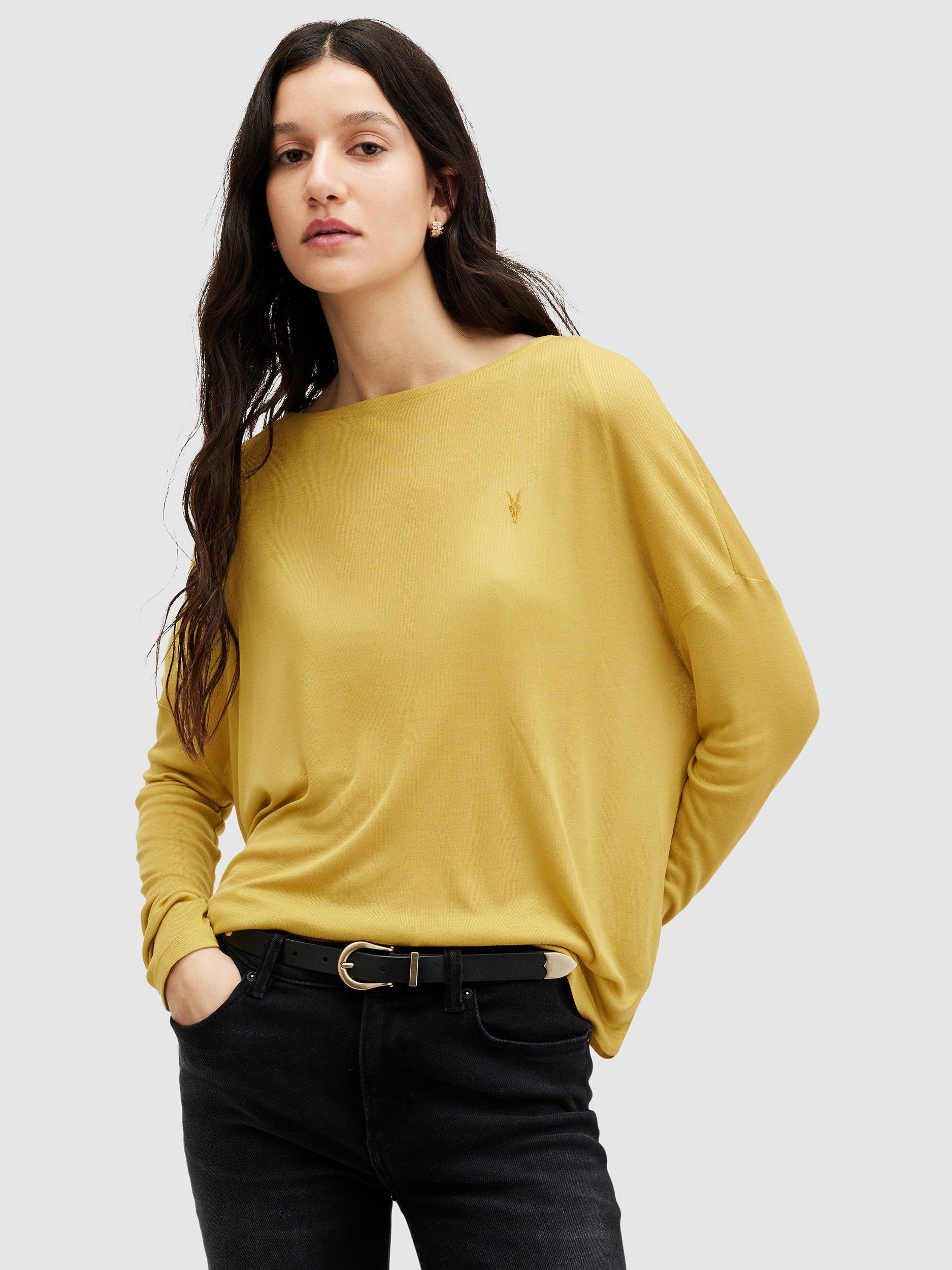AllSaints Rita Francesoco Jersey Top, Golden Palm Green