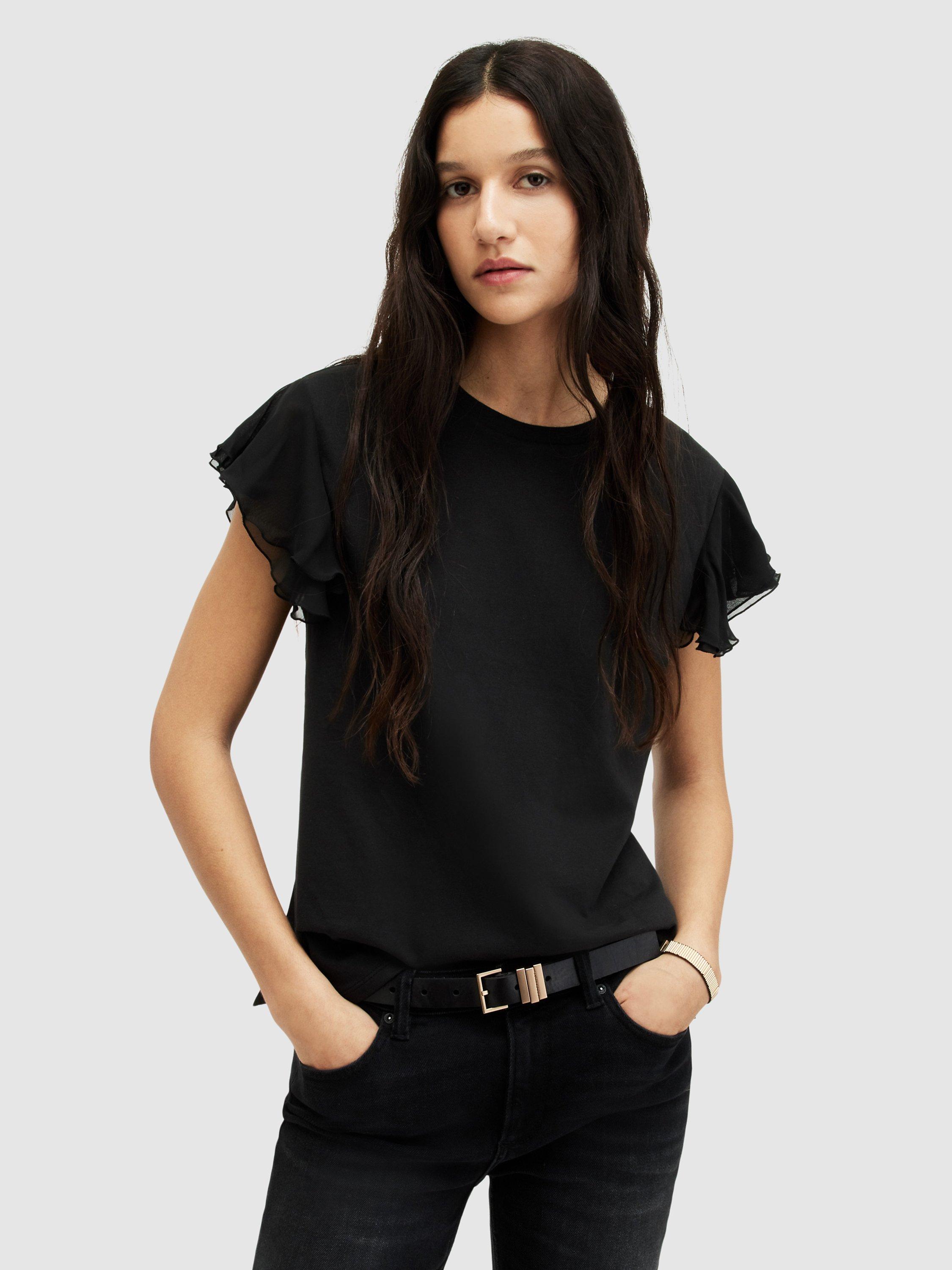 AllSaints Isabel Frill Sleeve T-Shirt