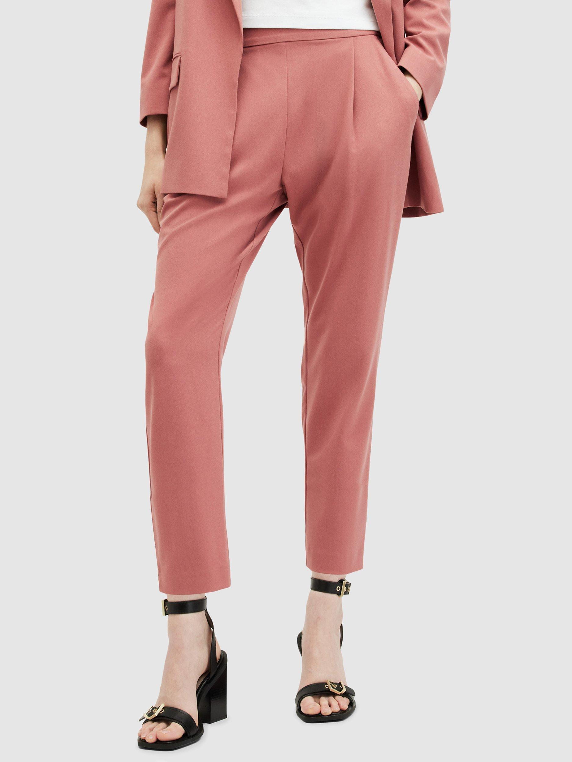 AllSaints Aleida Ankle Grazer Trousers, Rich Pink