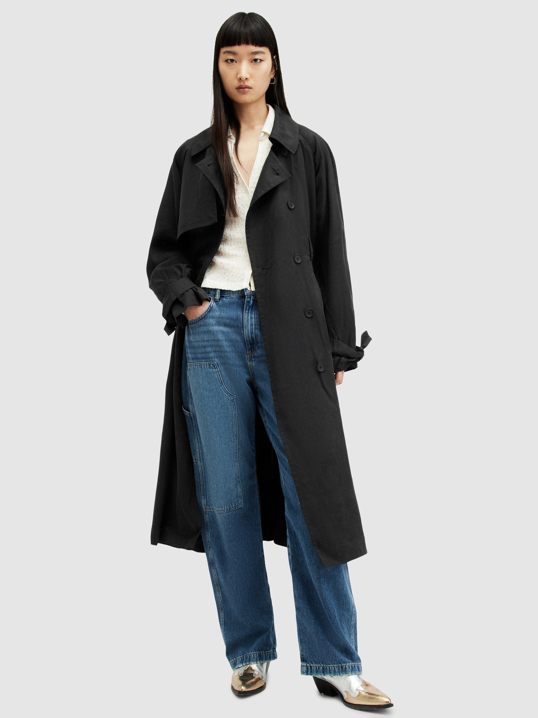 AllSaints Kikki Oversized Trench Coat, Black