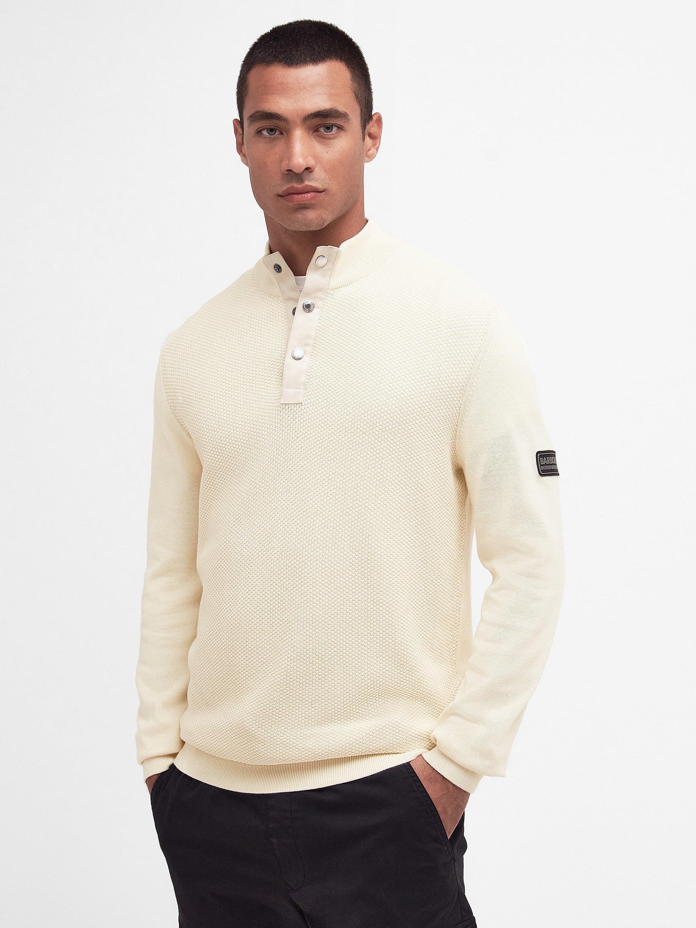 Barbour Murrey Quarter Button Jumper, Dove Grey