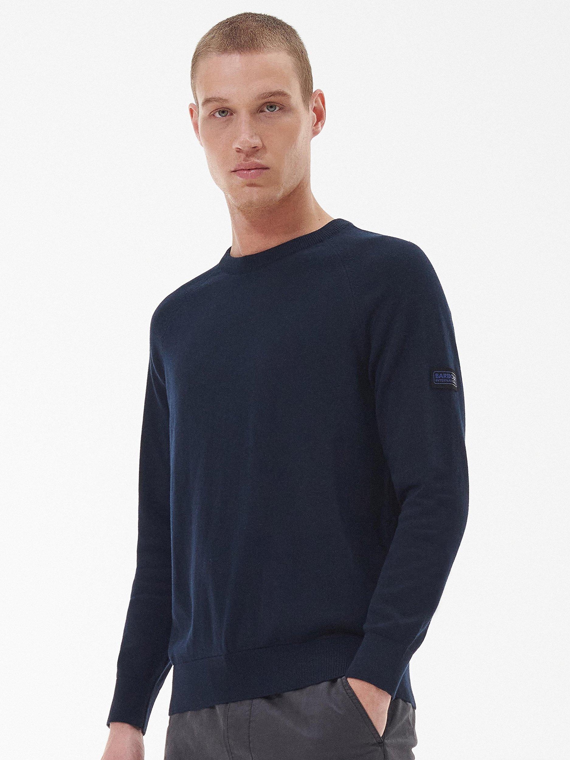 Barbour International Cotton Crew Neck Knit Jumper, Black