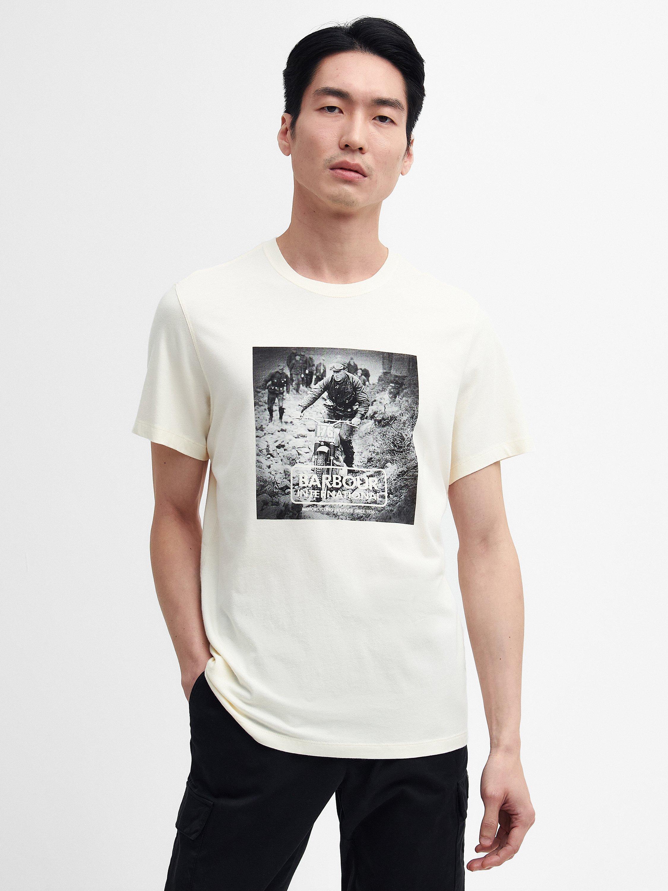 Barbour International Cotton Chisel Crew Neck T-Shirt, Whisper White