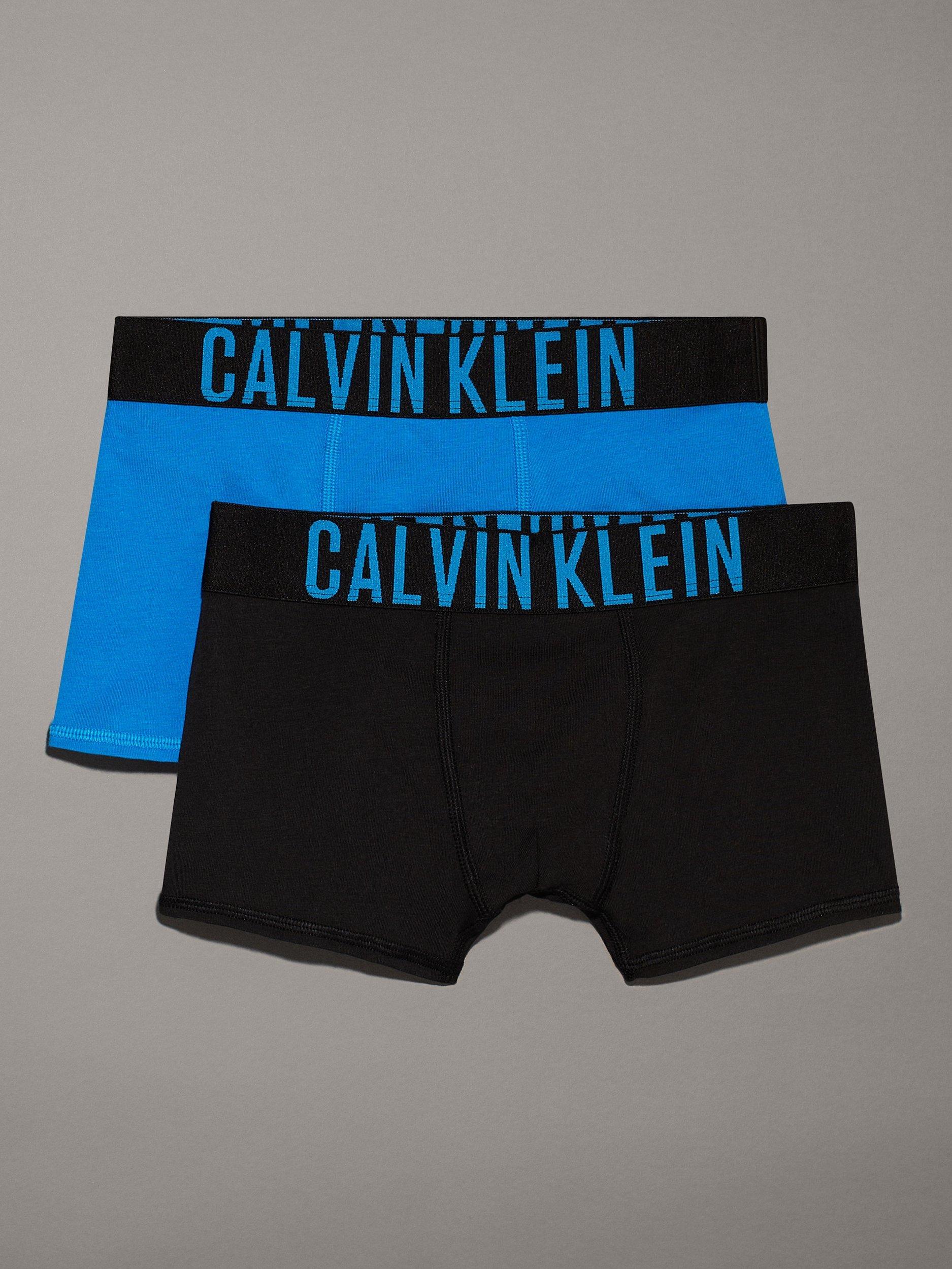 Calvin Klein Kids' Logo Solid Trunks, Pack of 2, Shocking Blue/Black