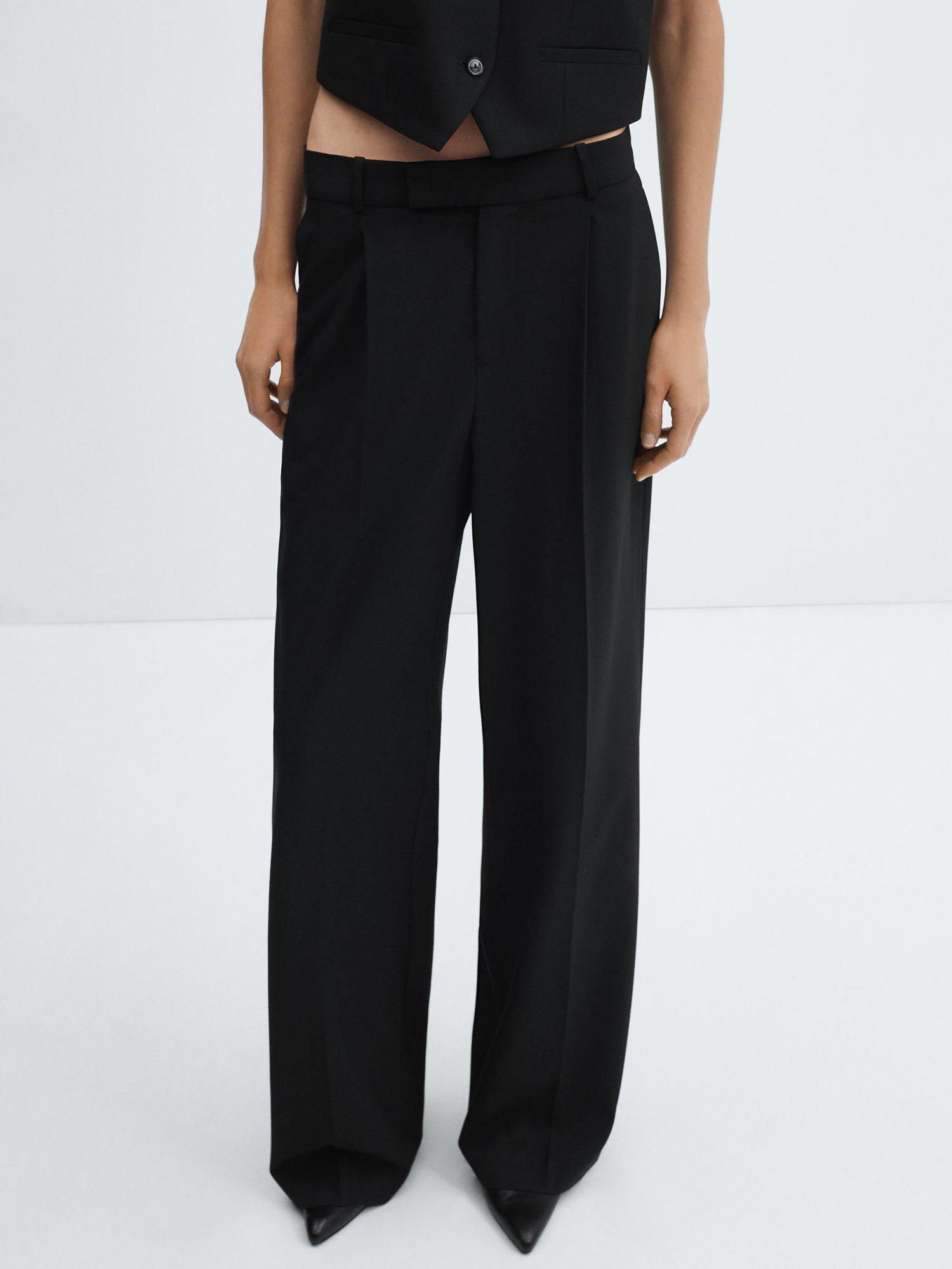 Mango Maura Wide Leg Trousers, Black