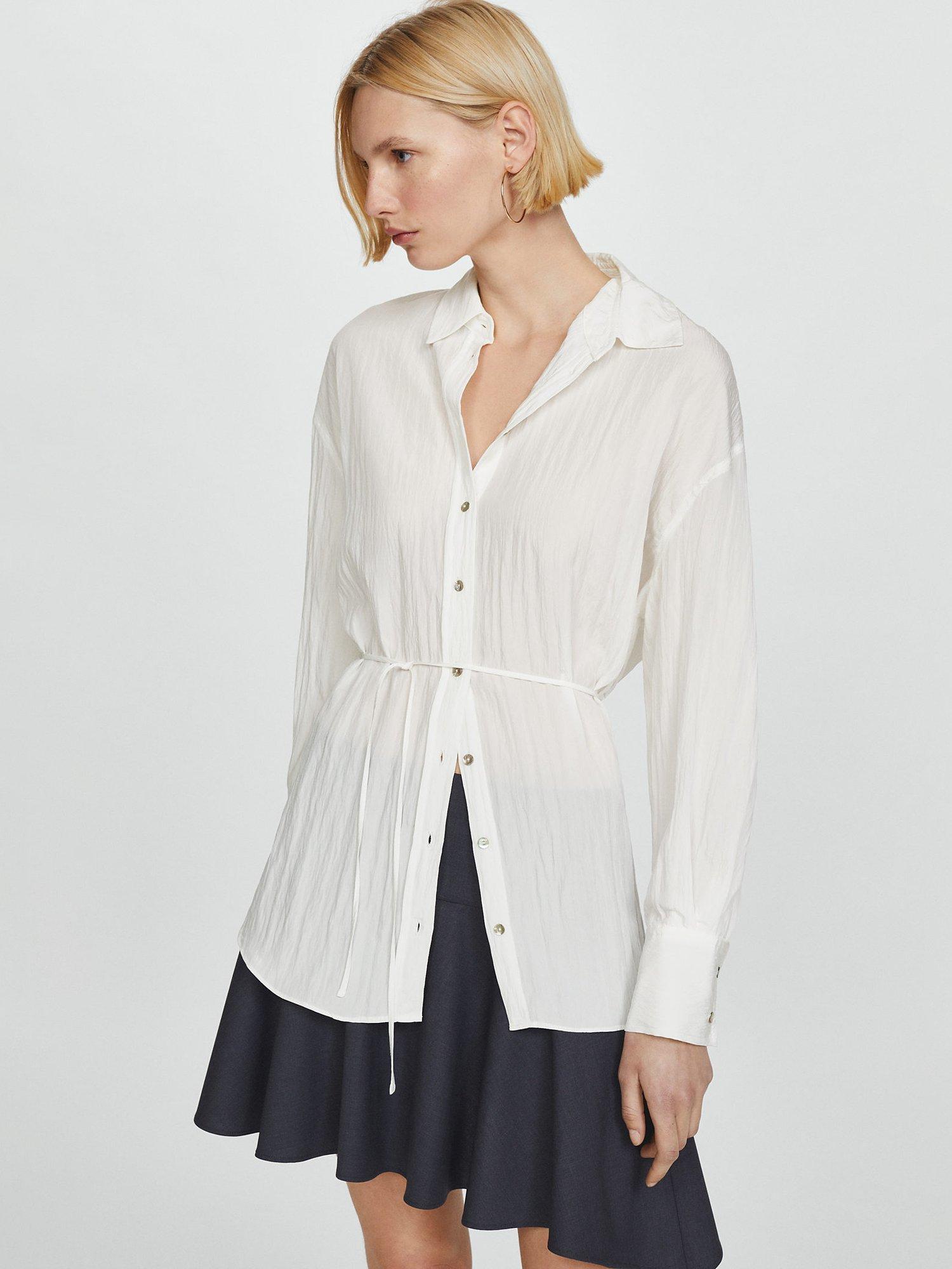 Mango Paul Longline Shirt, White