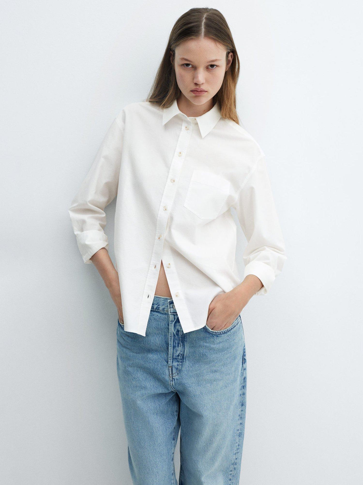 Mango Marble Cotton Shirt, White
