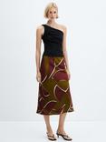 Mango Madie Skirt Midi Skirt, Dark Red/Multi