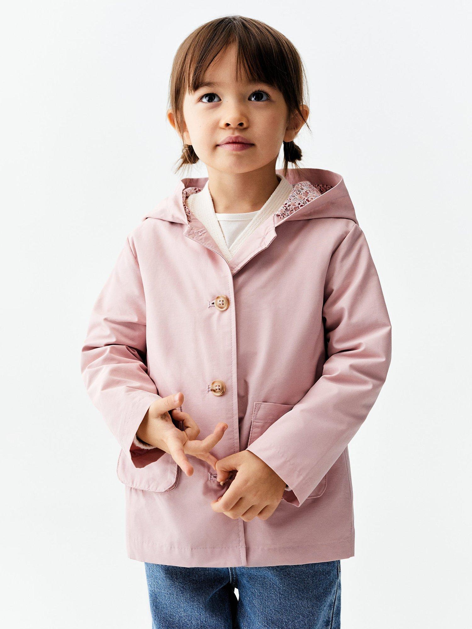 Mango Baby Grace Button Through Hooded Jacket, Pink