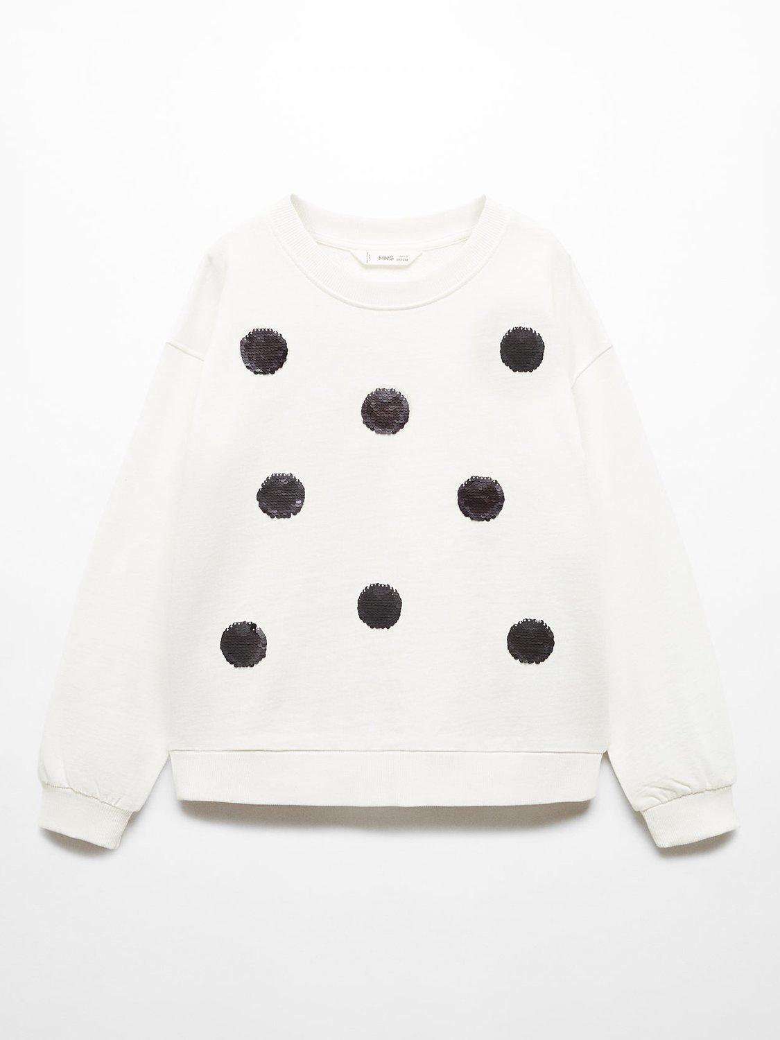 Mango Kids' Topito Sequin Spot Sweatshirt, Natural White