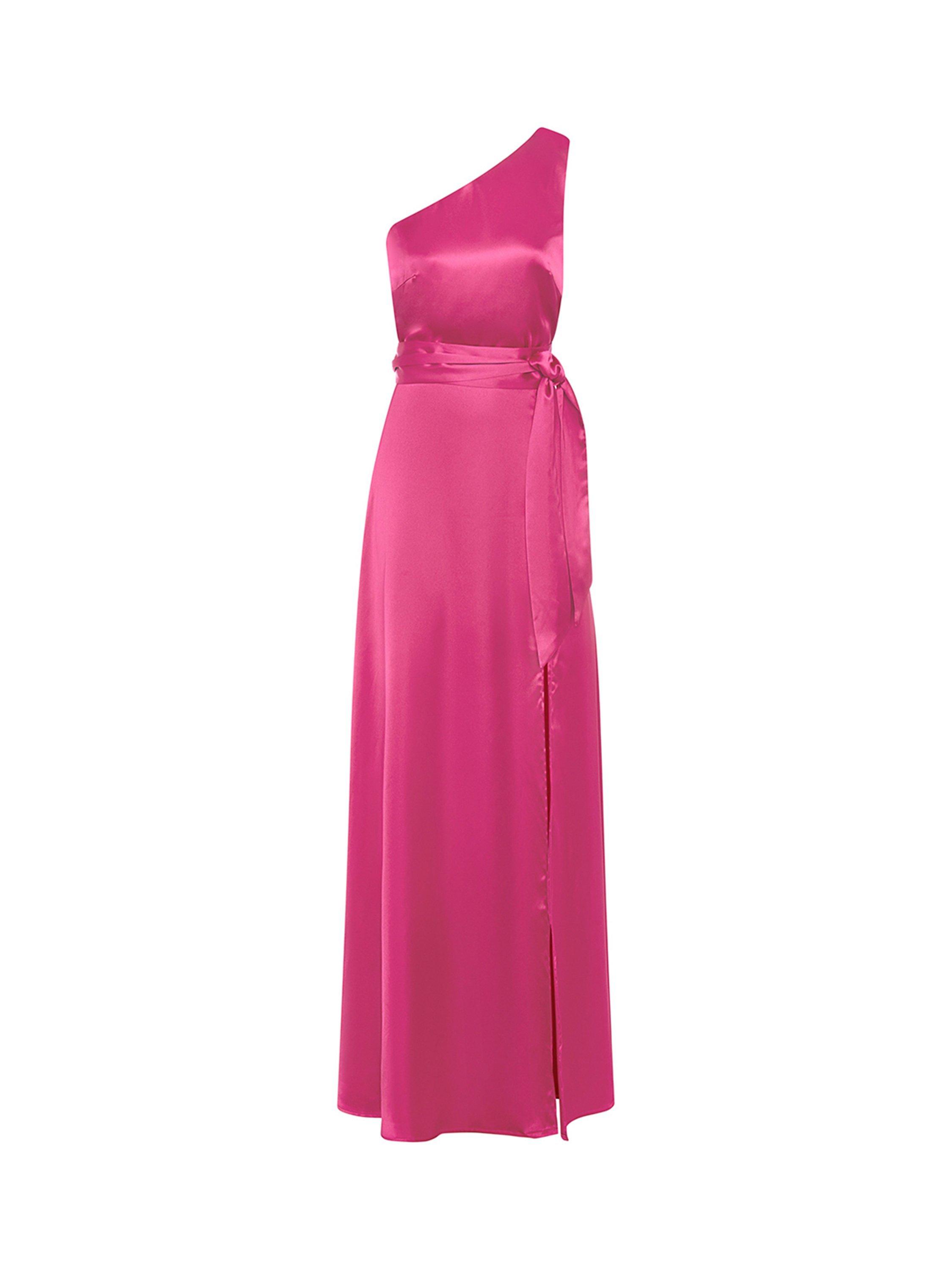 Rewritten Satin One Shoulder Bridesmaid Dress, Pink, XS