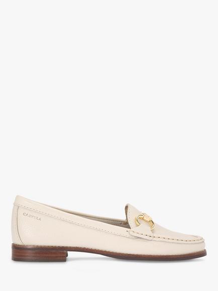 Carvela Click Leather Slip On Loafers, Natural Putty