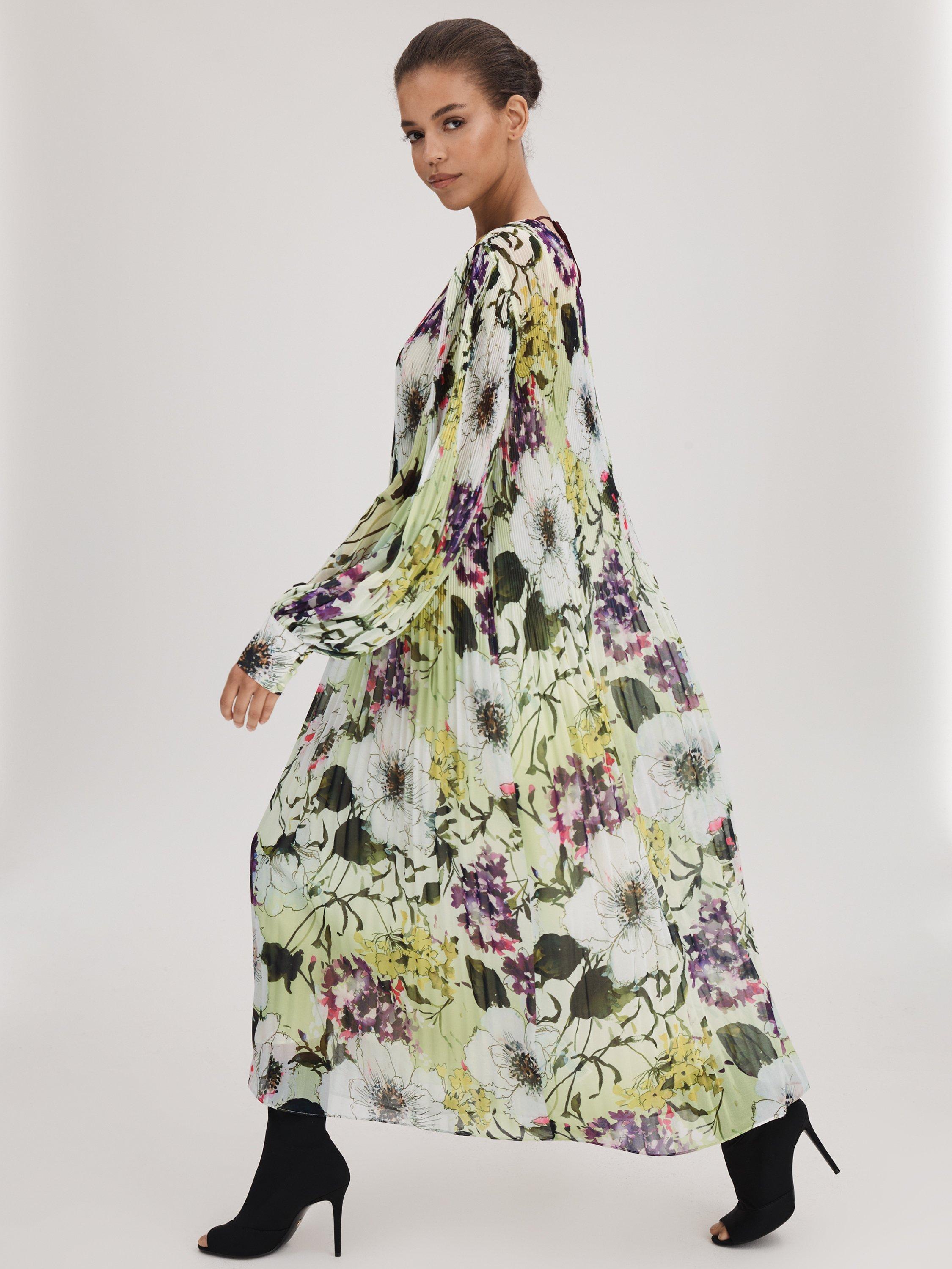 FLORERE Pleated Maxi Dress, Multi