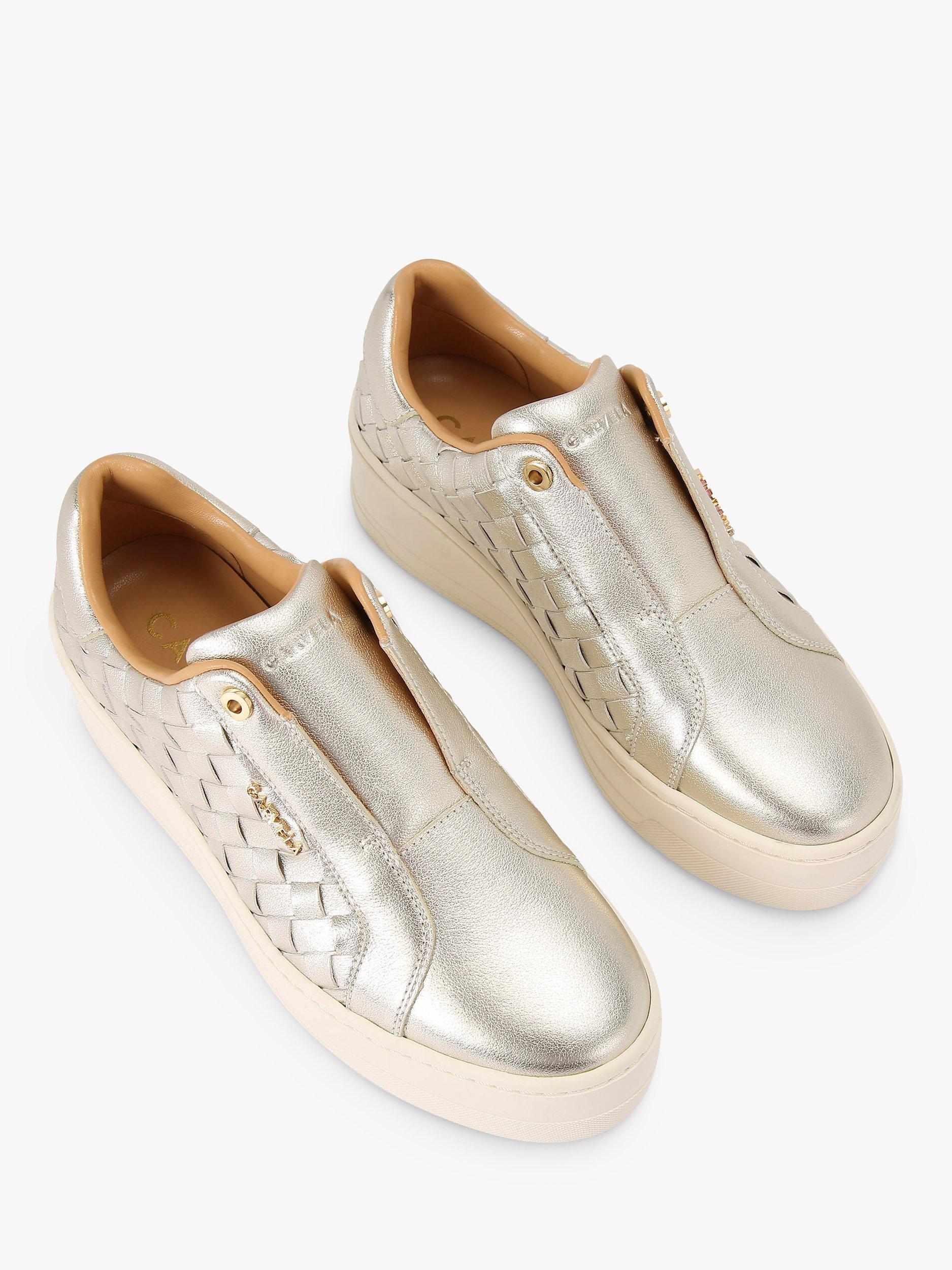 Product image 2 of 4, which shows Carvela Leather Laceless Trainers, Gold, 7