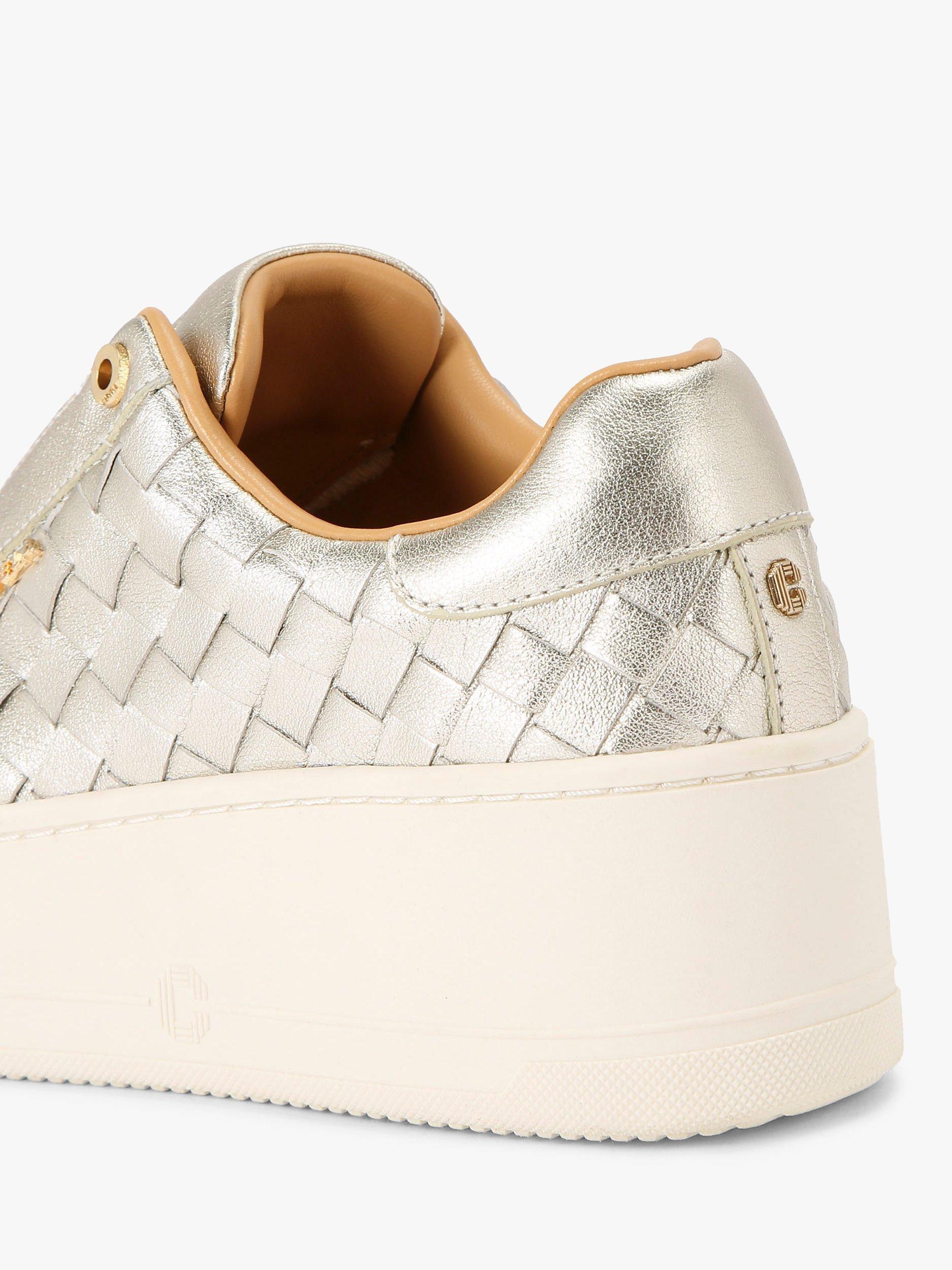 Product image 3 of 4, which shows Carvela Leather Laceless Trainers, Gold, 7