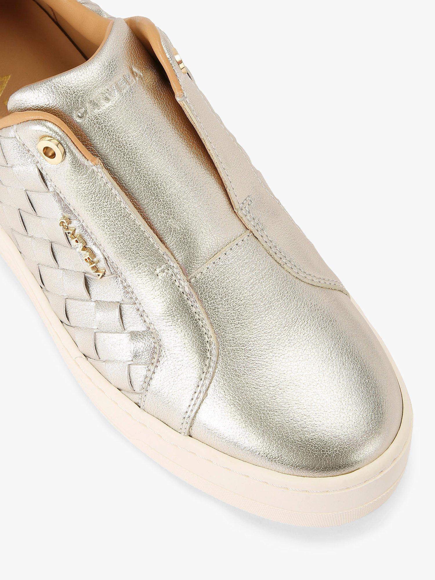 Product image 4 of 4, which shows Carvela Leather Laceless Trainers, Gold, 7