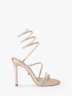 Carvela Spiral Diamante Embellished Strappy Sandals, Champagne