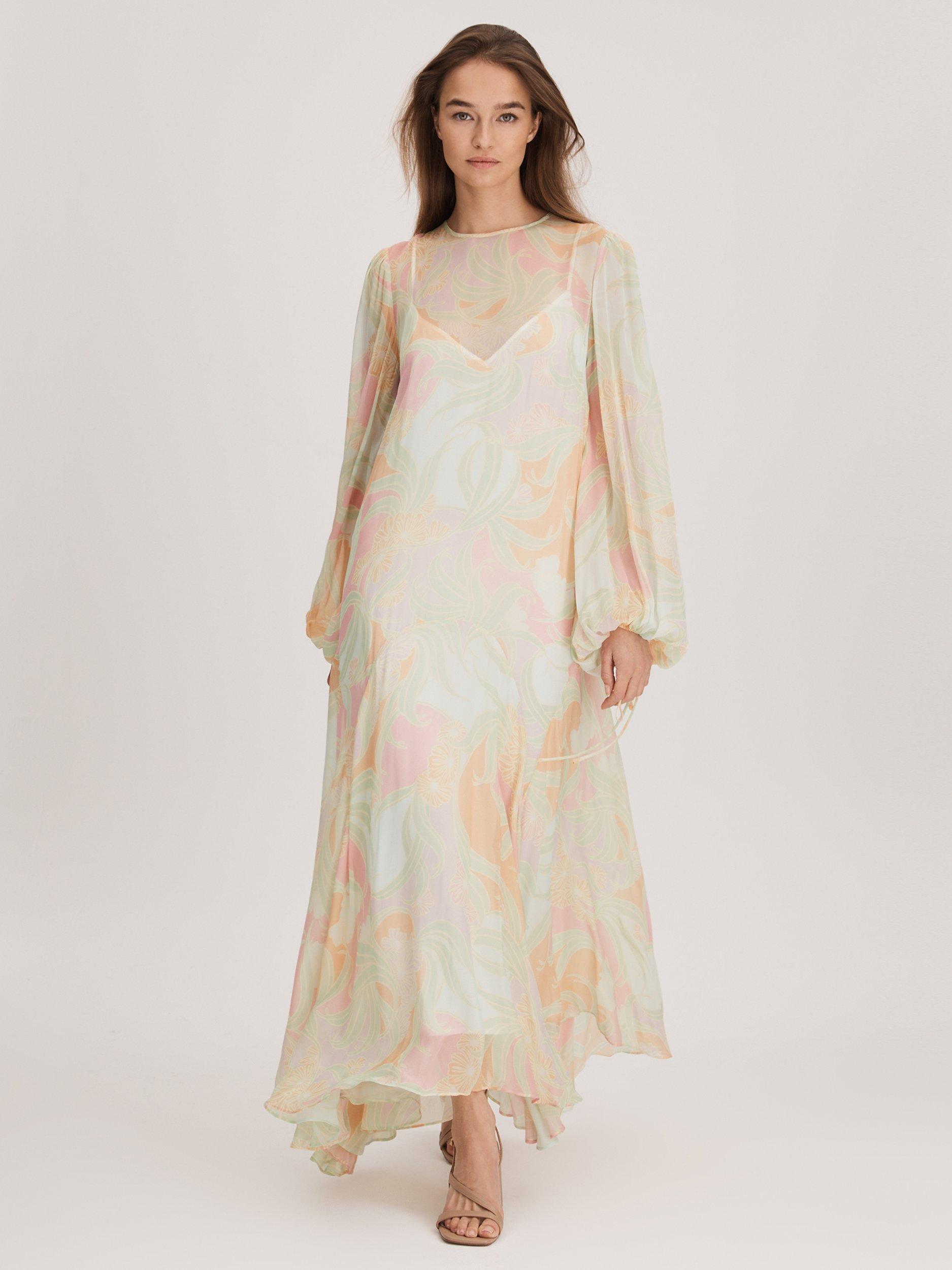 FLORERE Asymmetrical Maxi Dress, Multi