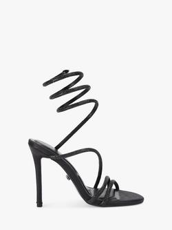 Carvela Spiral Diamante Embellished Strappy Sandals, Black