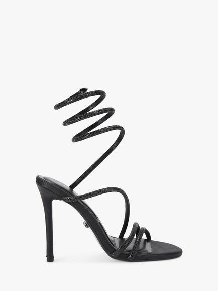 Carvela Spiral Diamante Embellished Strappy Sandals, Black