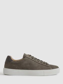 Reiss Finley Leather Trainers, Grey