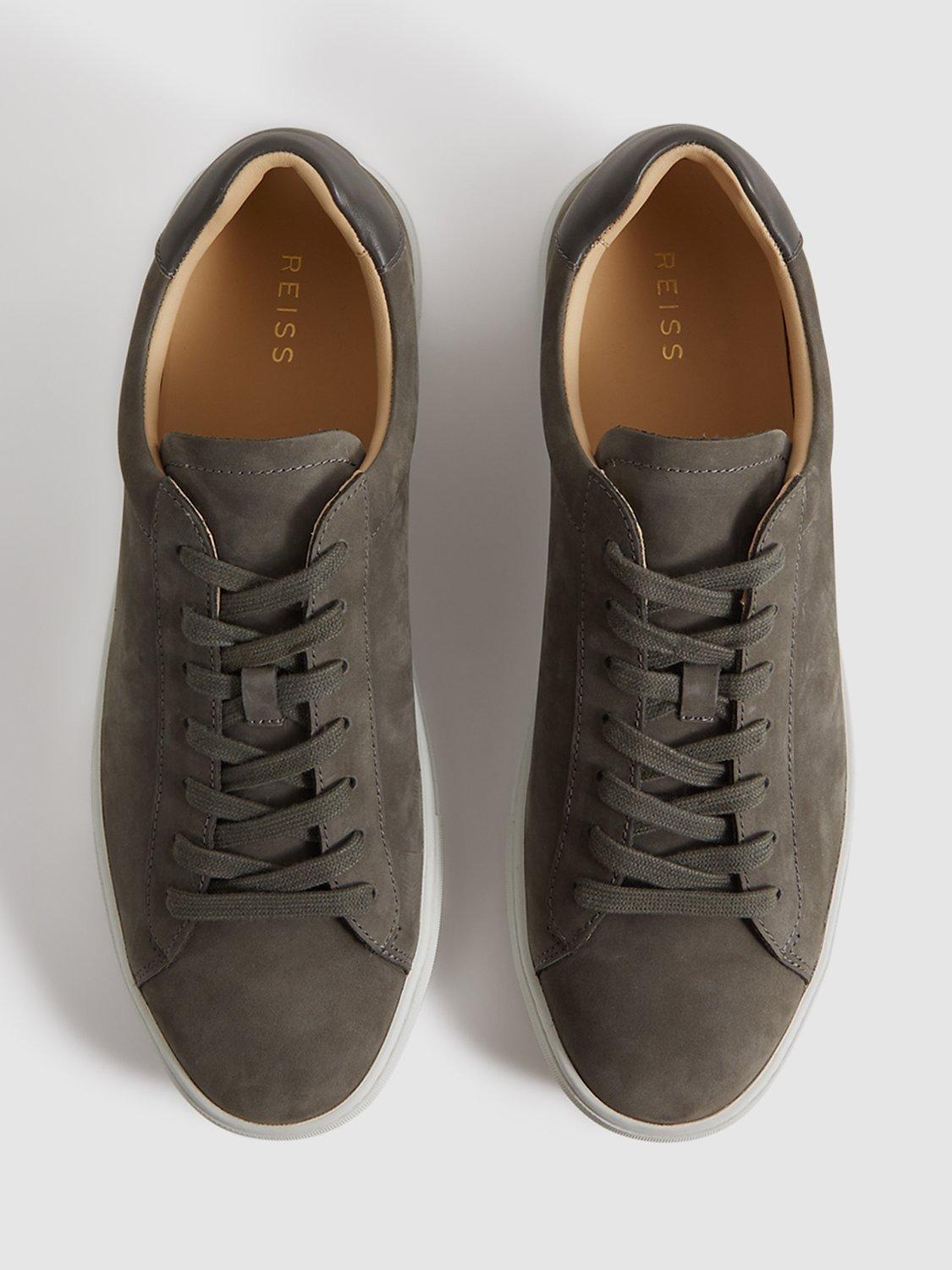 Product image 4 of 5, which shows Reiss Finley Leather Trainers, Grey, 7