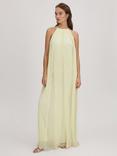 FLORERE Pleated Lace Panel Maxi Dress, Pale Green