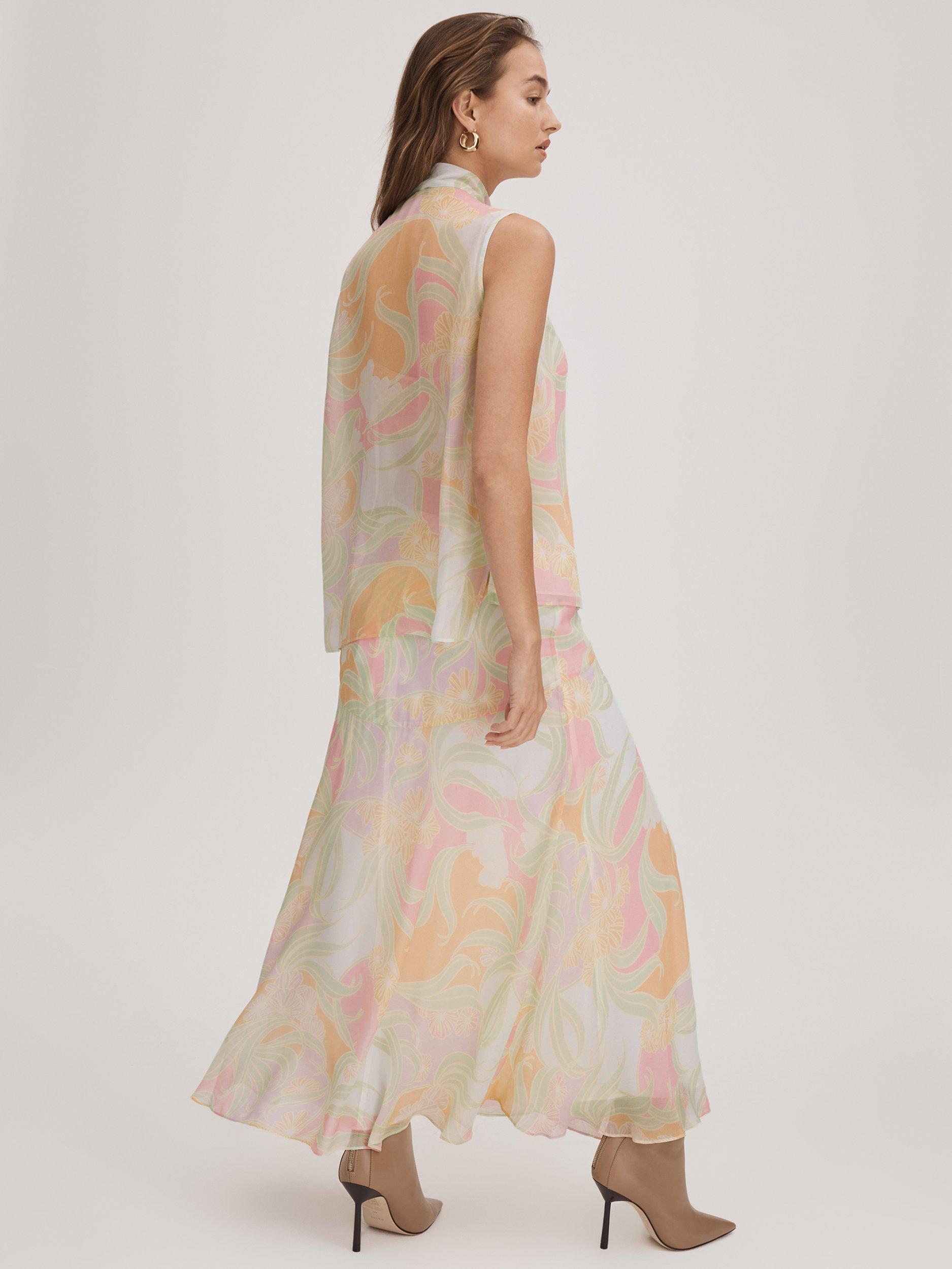 FLORERE Panel Detail Midi Skirt, Multi