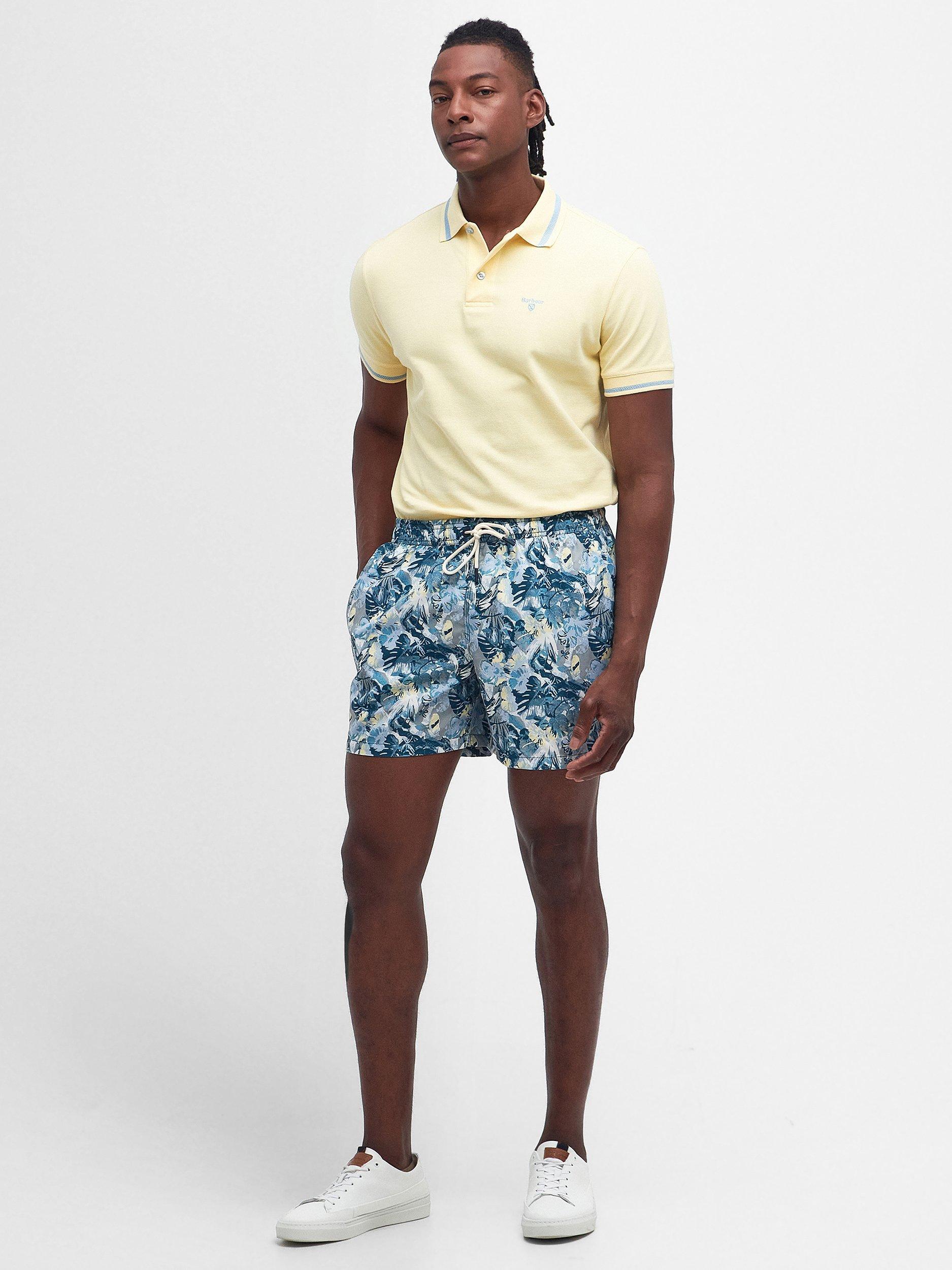 Barbour Hindle Palm Leaf Print Swim Shorts, Sky