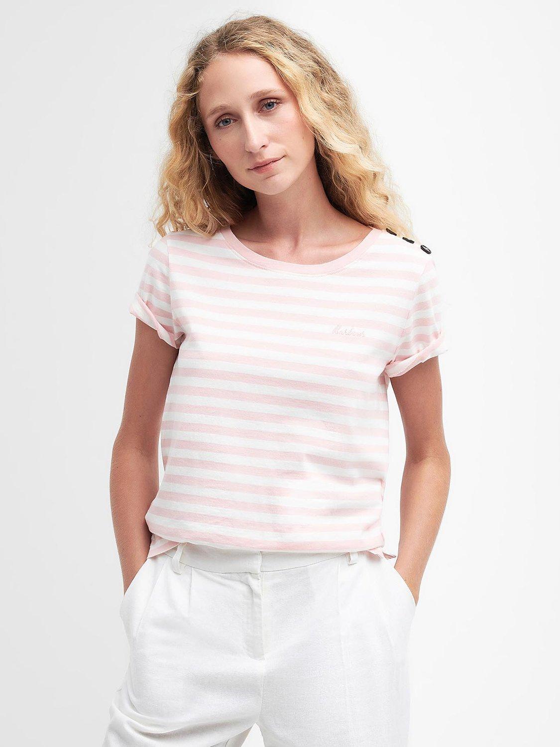 Barbour Ferryside Stripe T-Shirt, Shell Pink