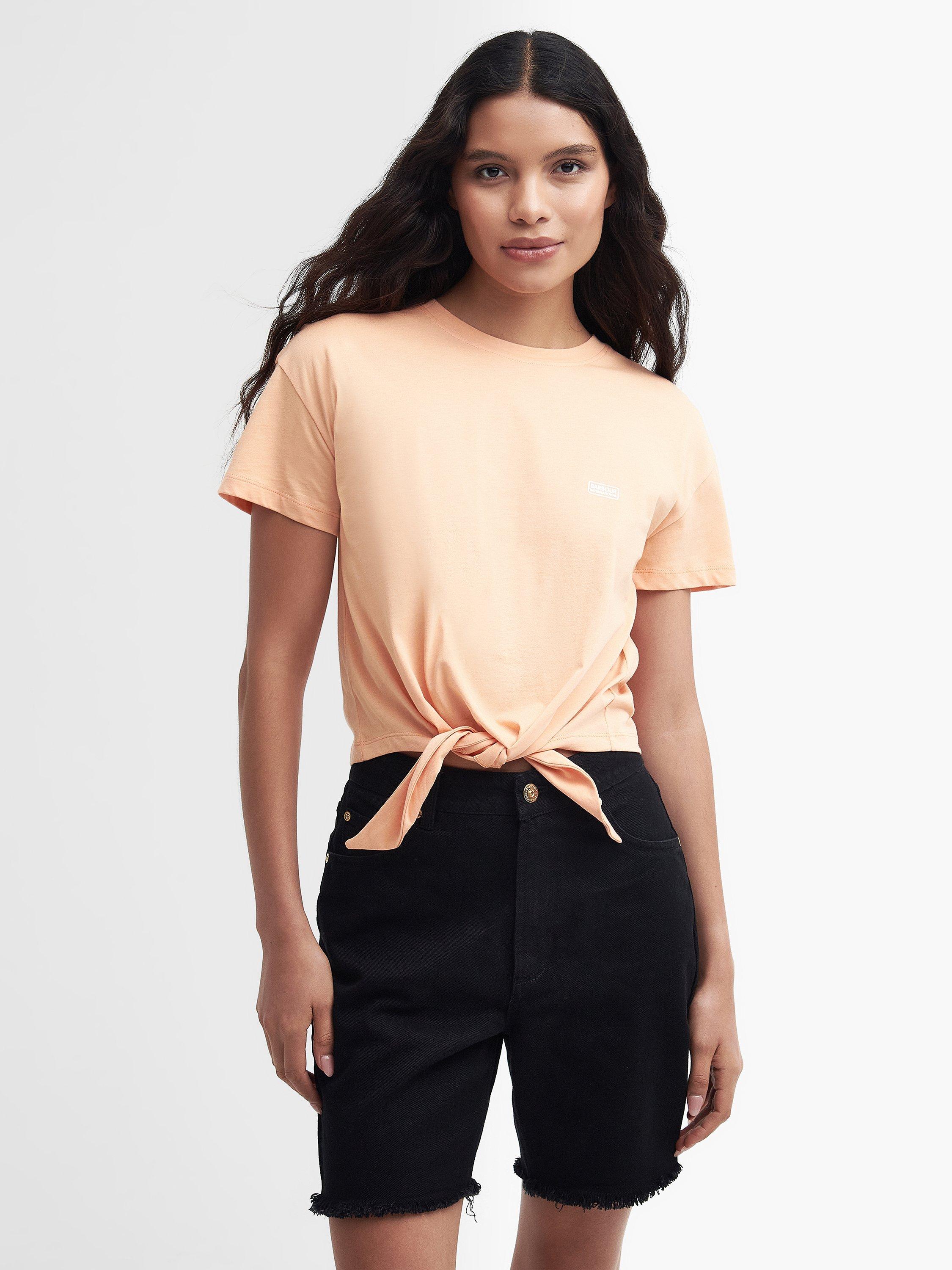 Barbour International Soules Tie Detail T-Shirt, Peach Melba