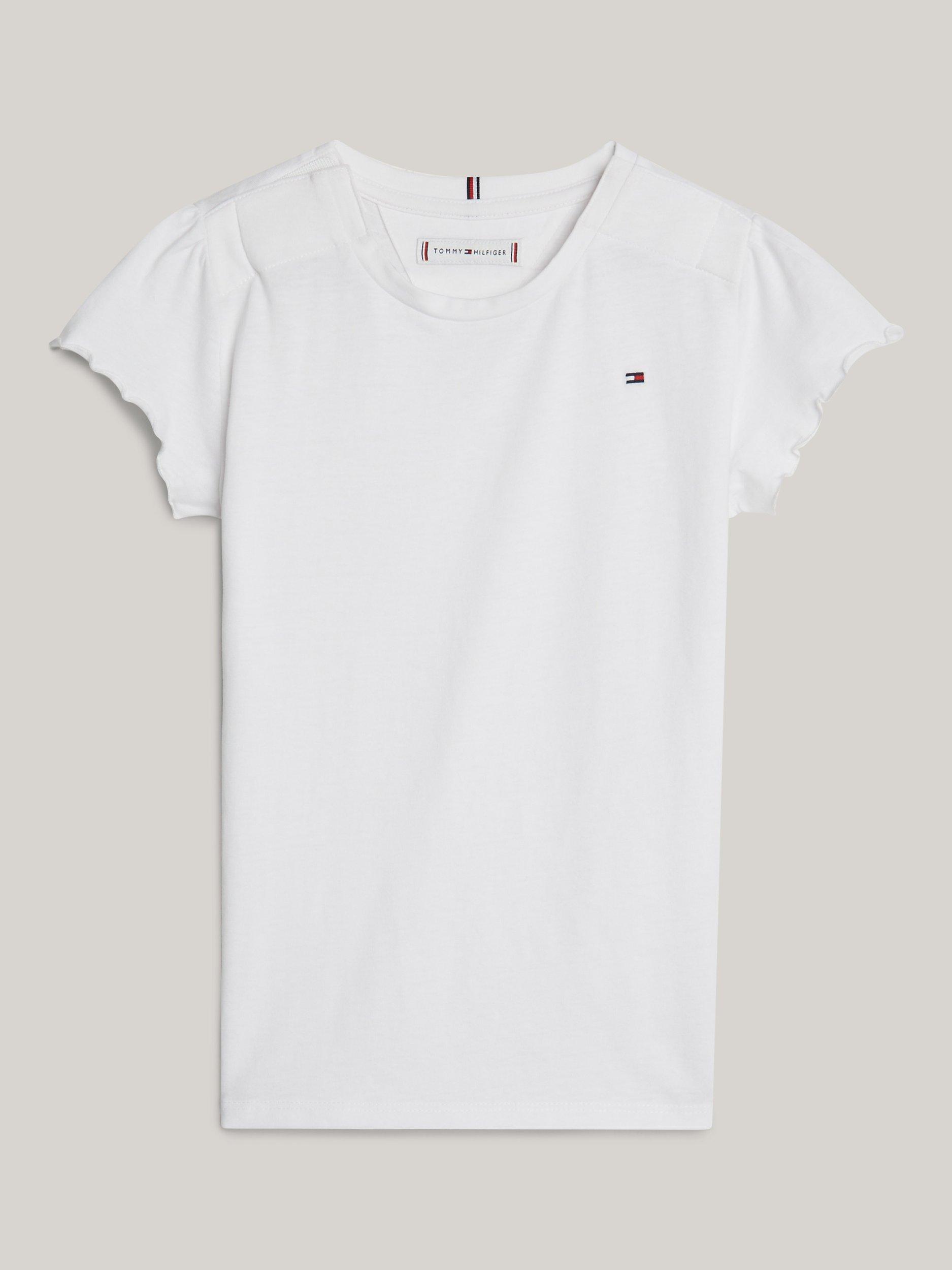Tommy Hilfiger Kids' Adaptive Logo Frill Sleeve Top, White