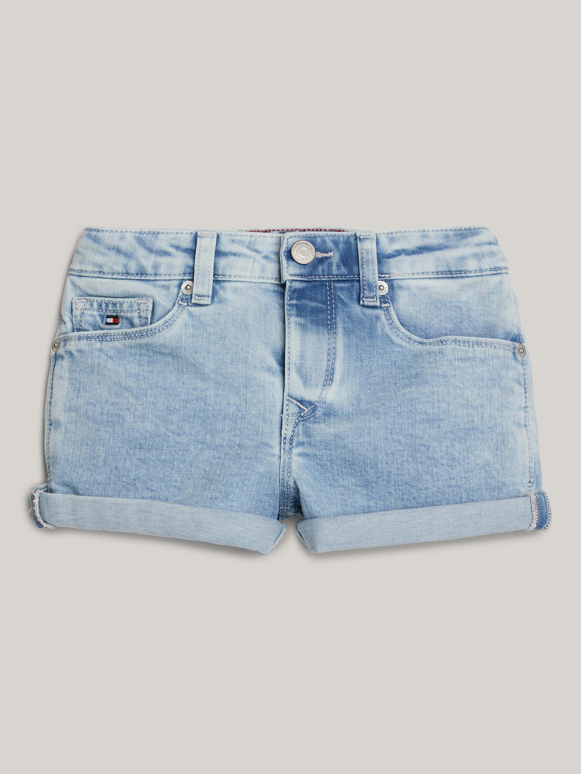 Tommy Hilfiger Kids' Adaptive Flag Denim Shorts, Softlight